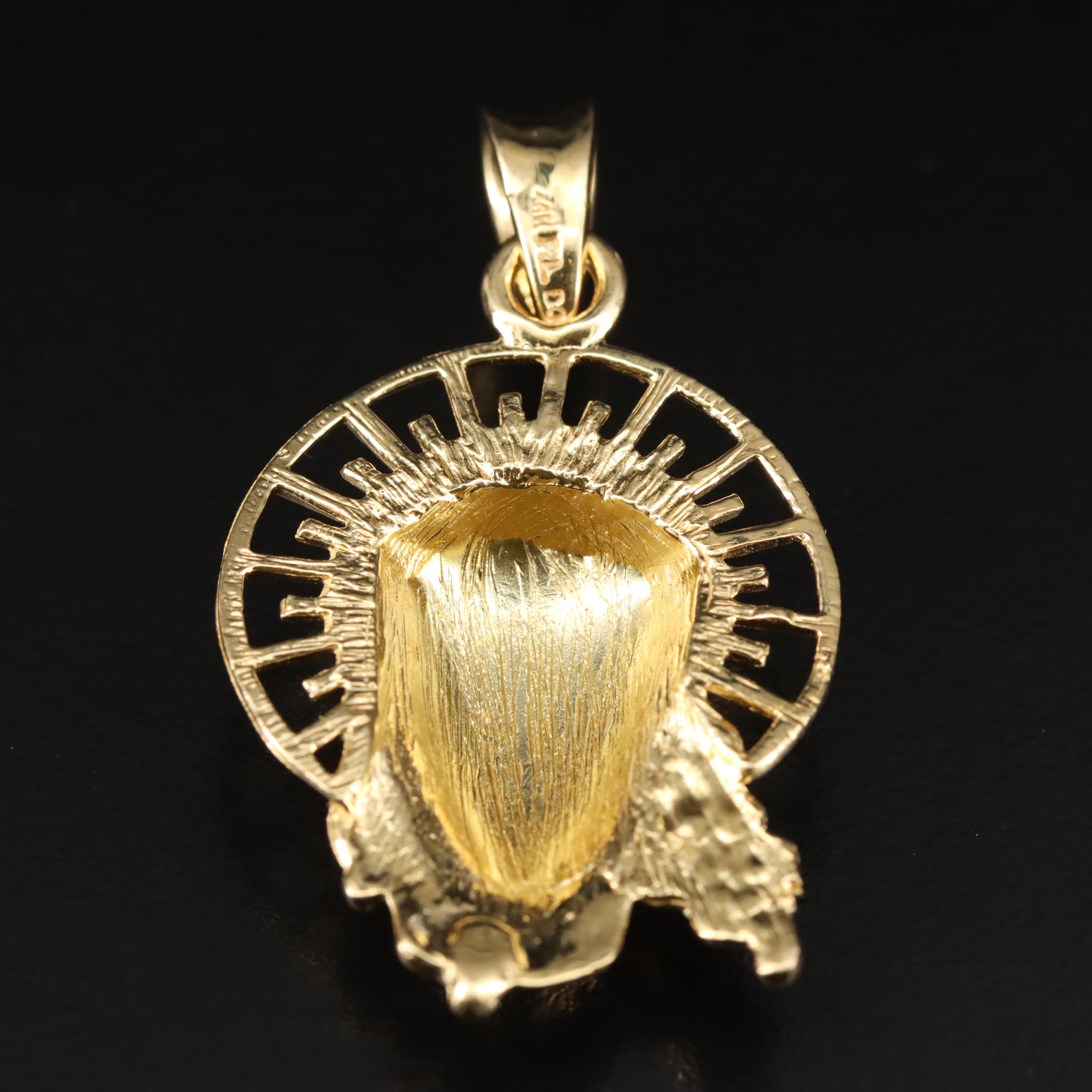 14K Crowned Jesus Pendant