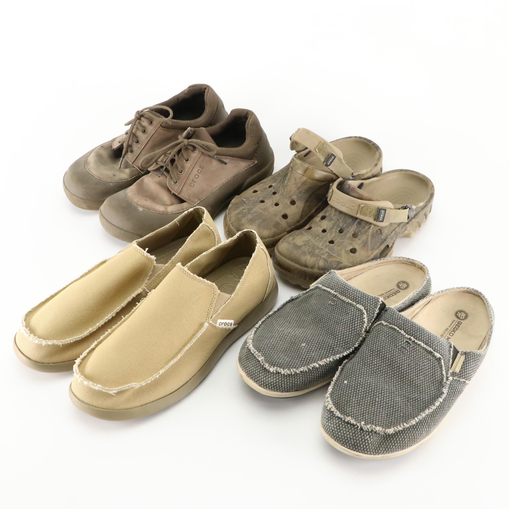 Men's Crocs Camo Sandals, Slip-Ons & Lace-Up Shoes with Grey Gecko Man Slip-Ons