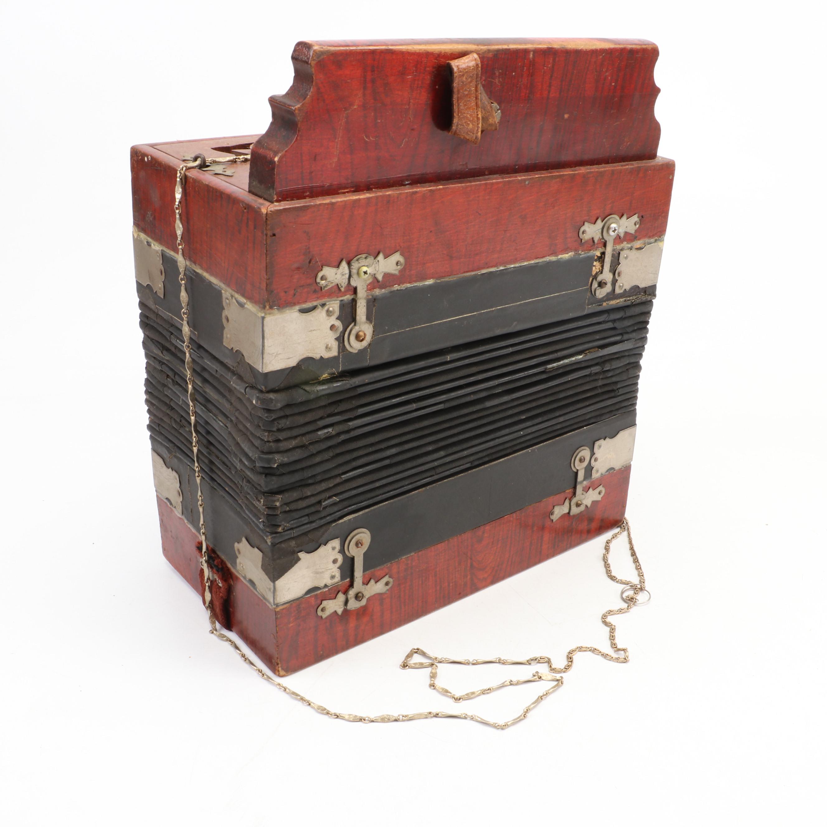 Antique Button Accordion, Probably German