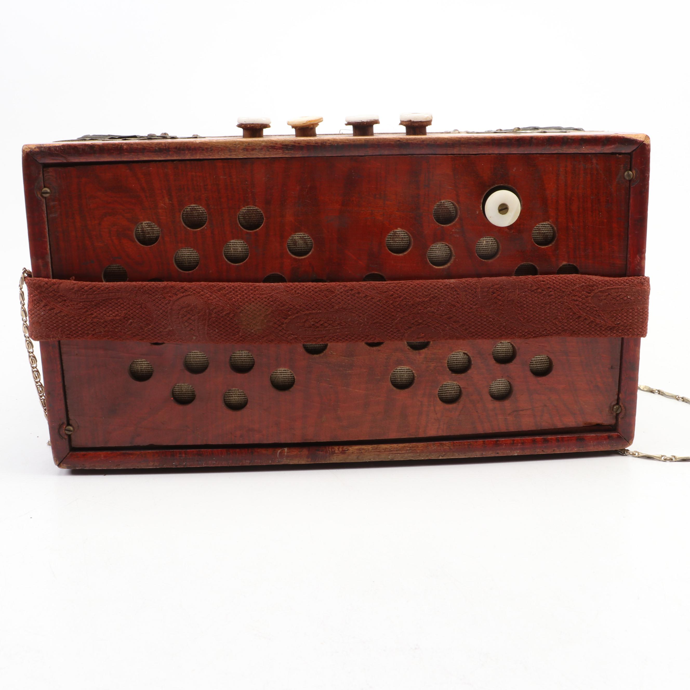 Antique Button Accordion, Probably German