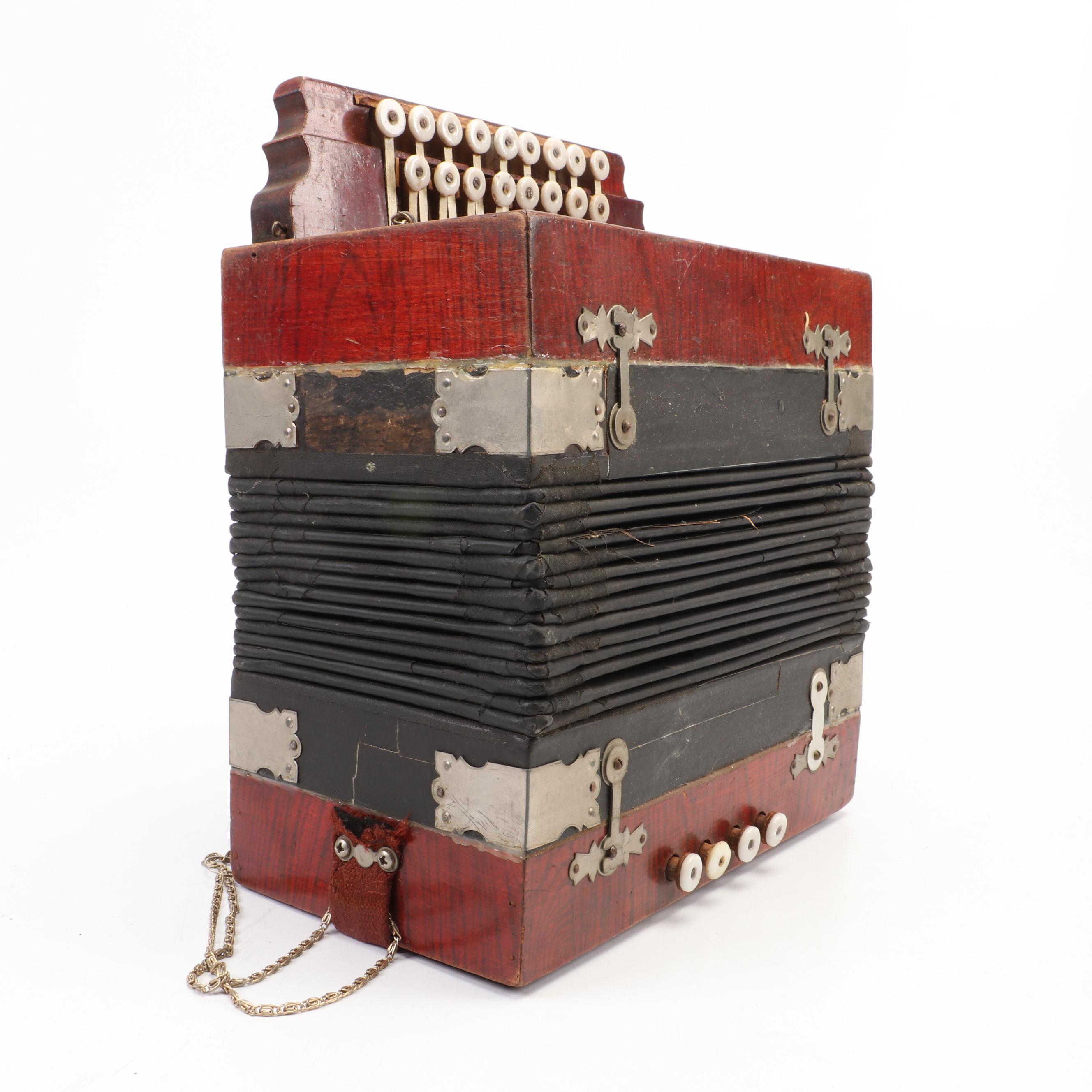 Antique Button Accordion, Probably German