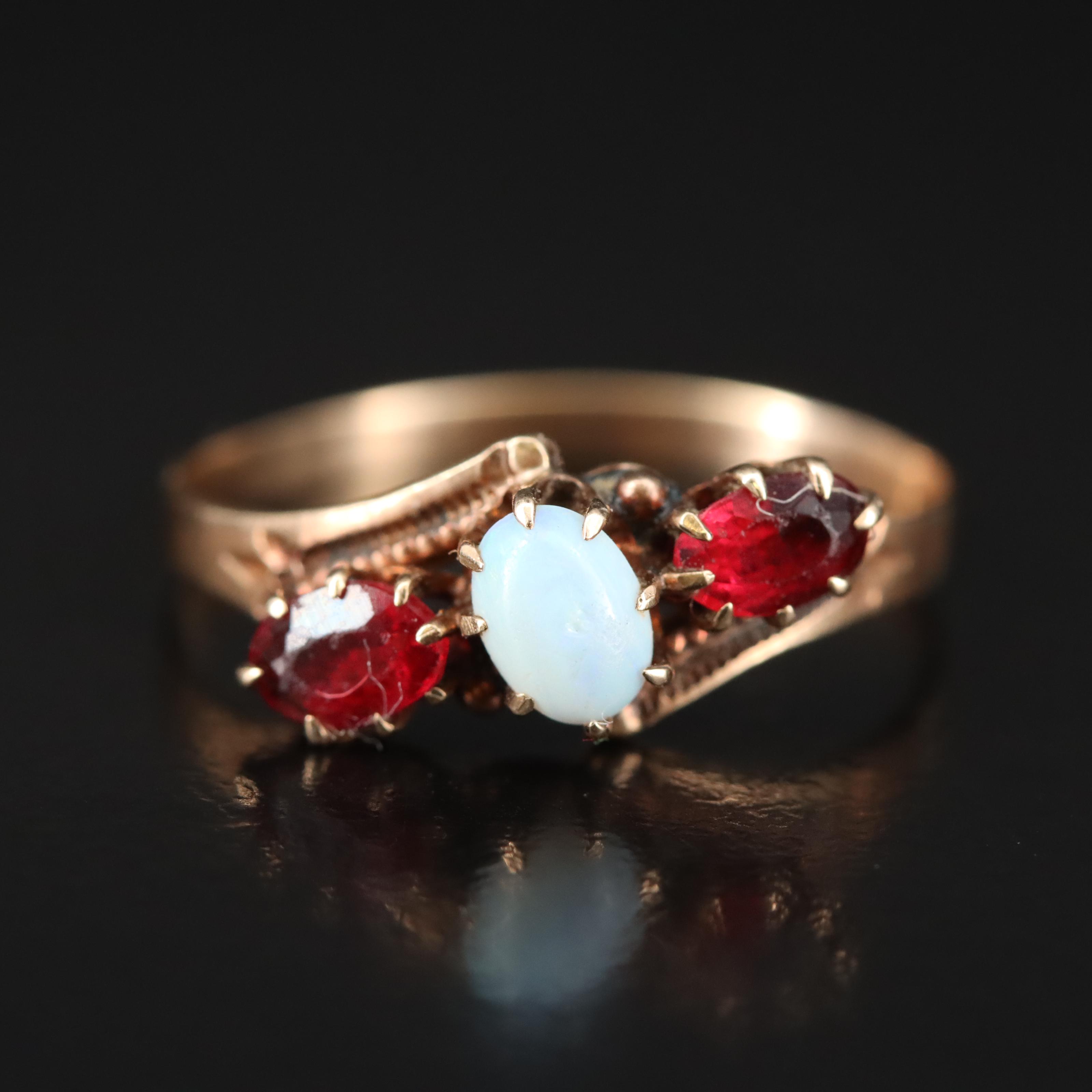 Victorian 10K Opal and Garnet Ring