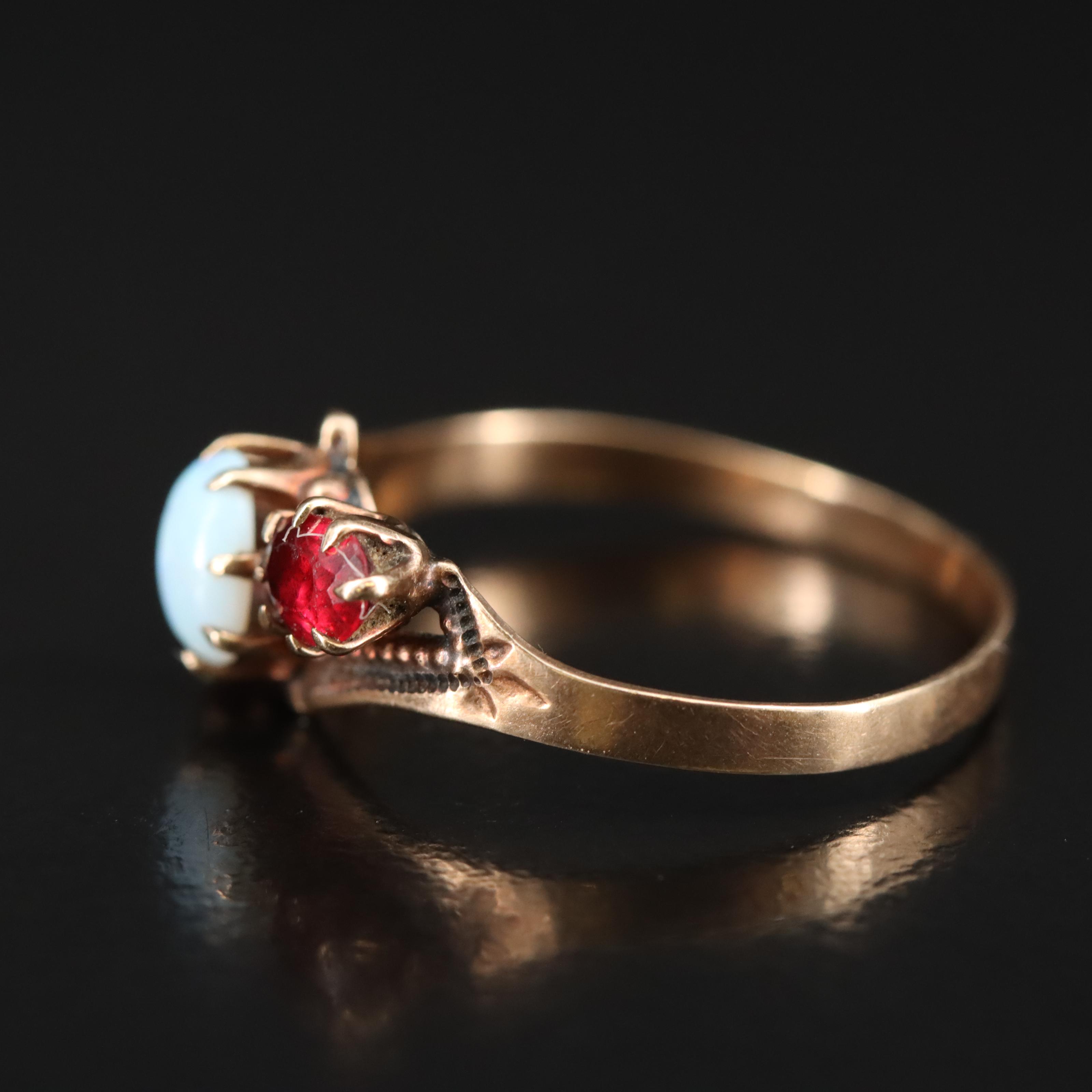 Victorian 10K Opal and Garnet Ring