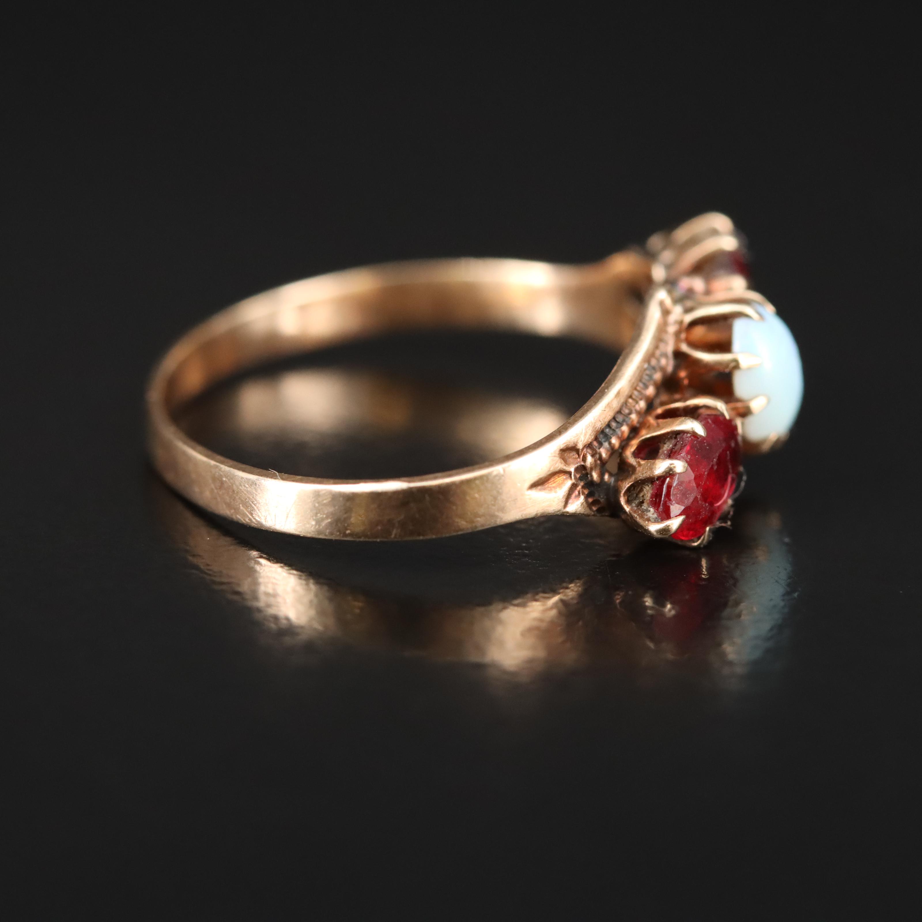 Victorian 10K Opal and Garnet Ring