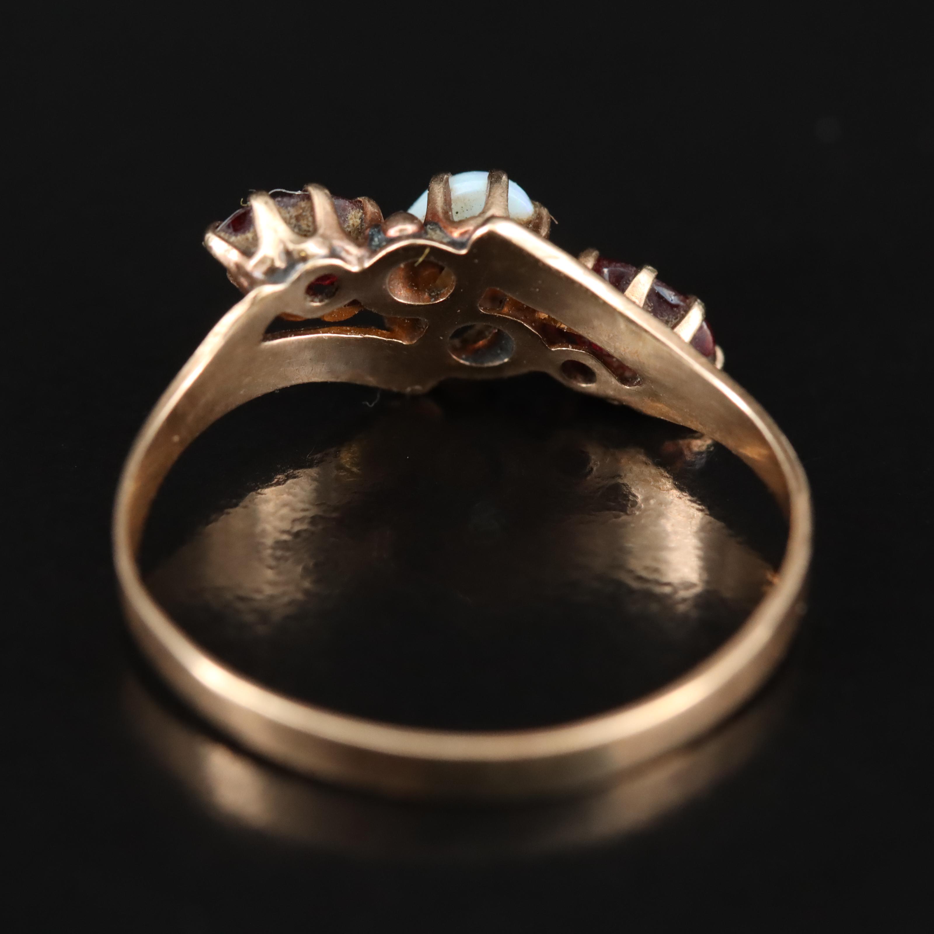 Victorian 10K Opal and Garnet Ring