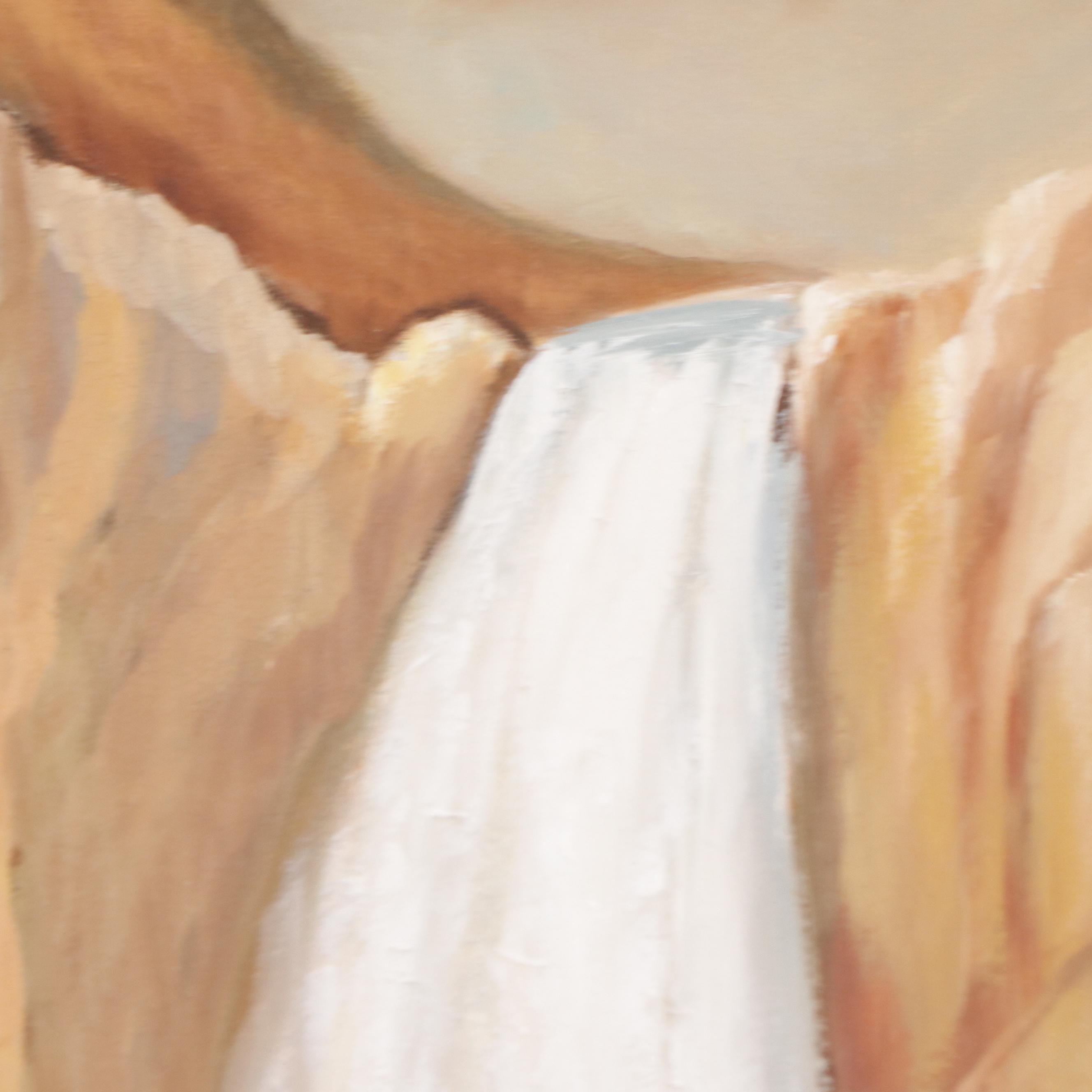 Lou Morrison Oil Painting After Albert Bierstadt "Yellowstone Falls," 1975