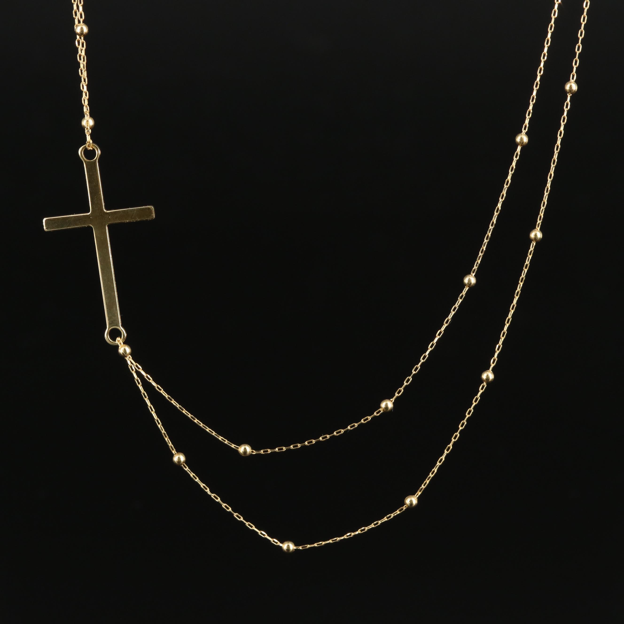 Christian 14K Double Row Cross Necklace