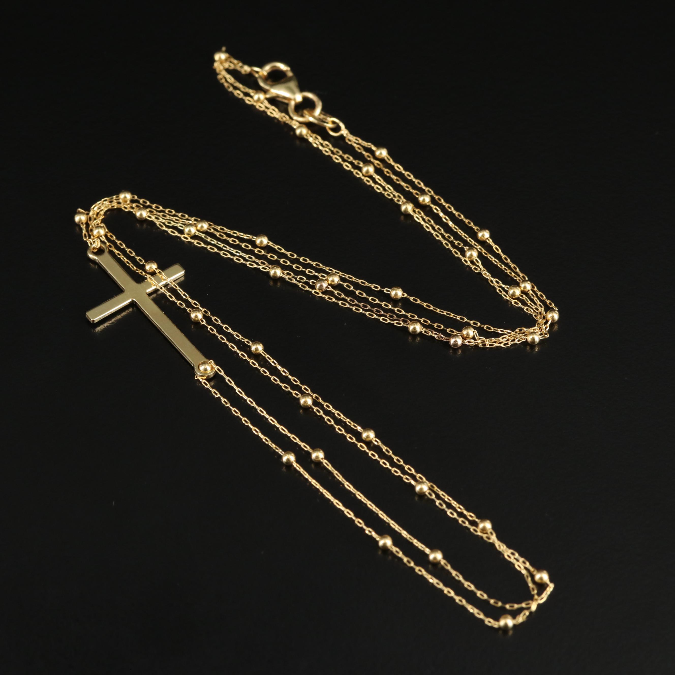 Christian 14K Double Row Cross Necklace