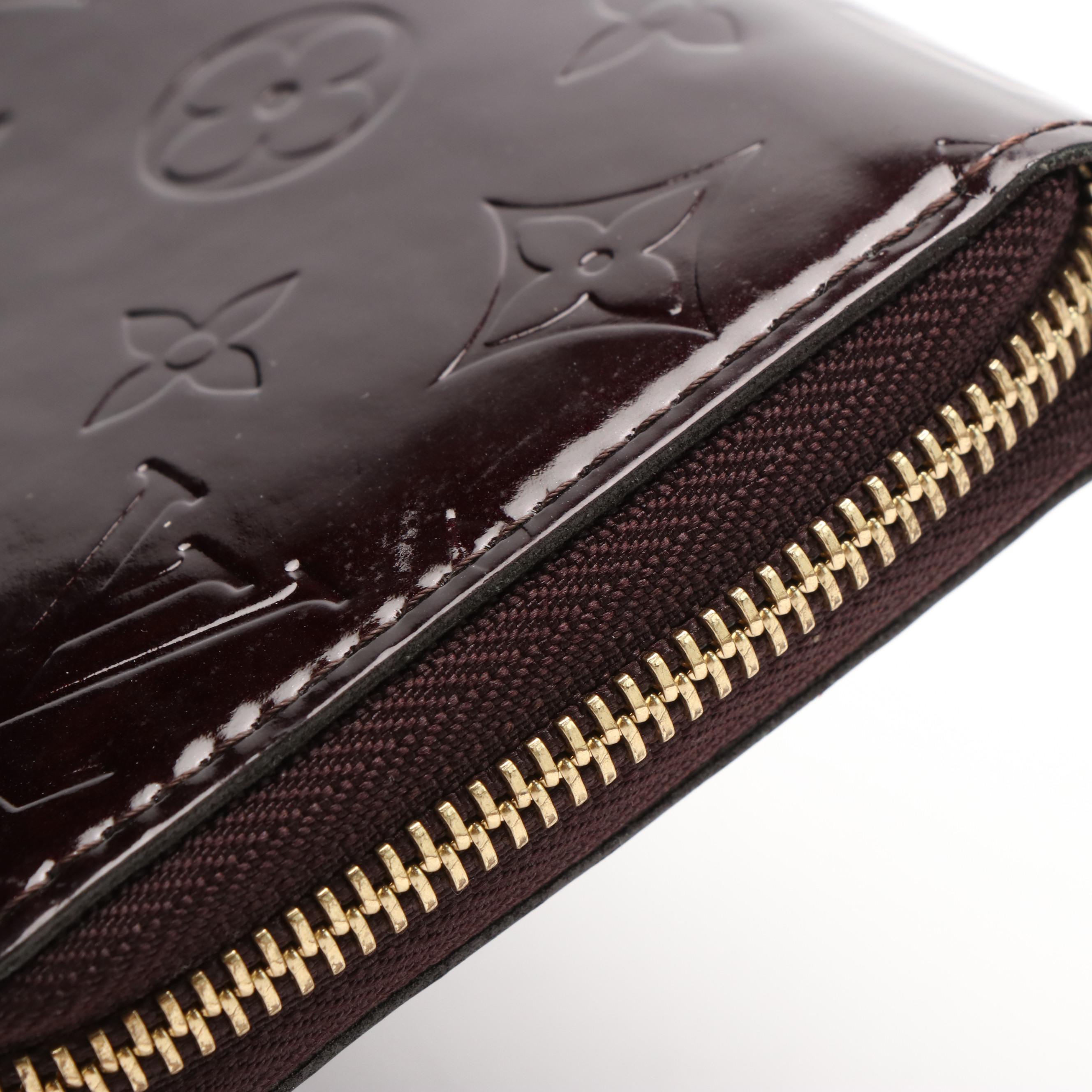 Louis Vuitton Zip Around Long Wallet in Monogram Amarante Vernis Leather
