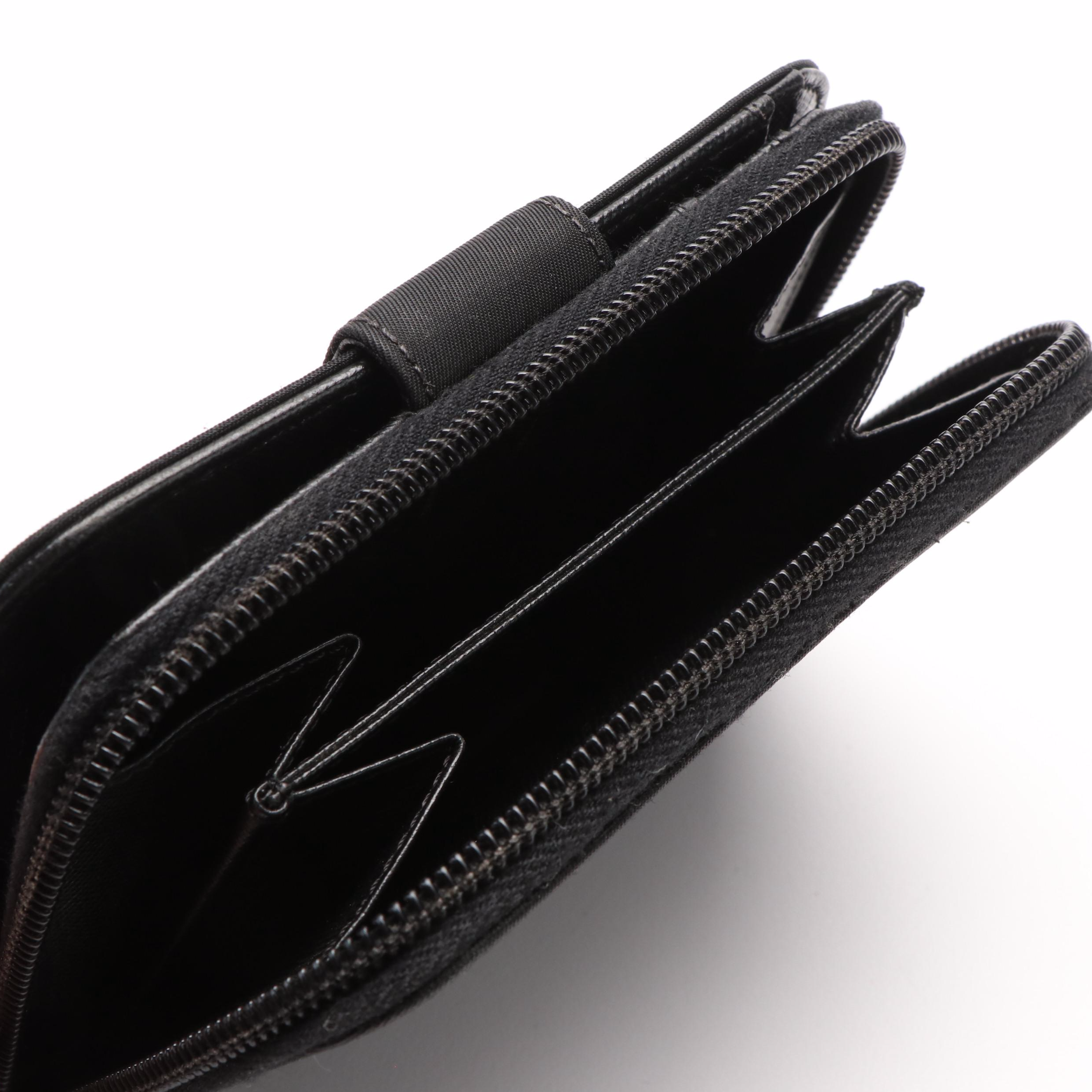 Prada Compact Zip Around Wallet in Black Tessuto Nylon