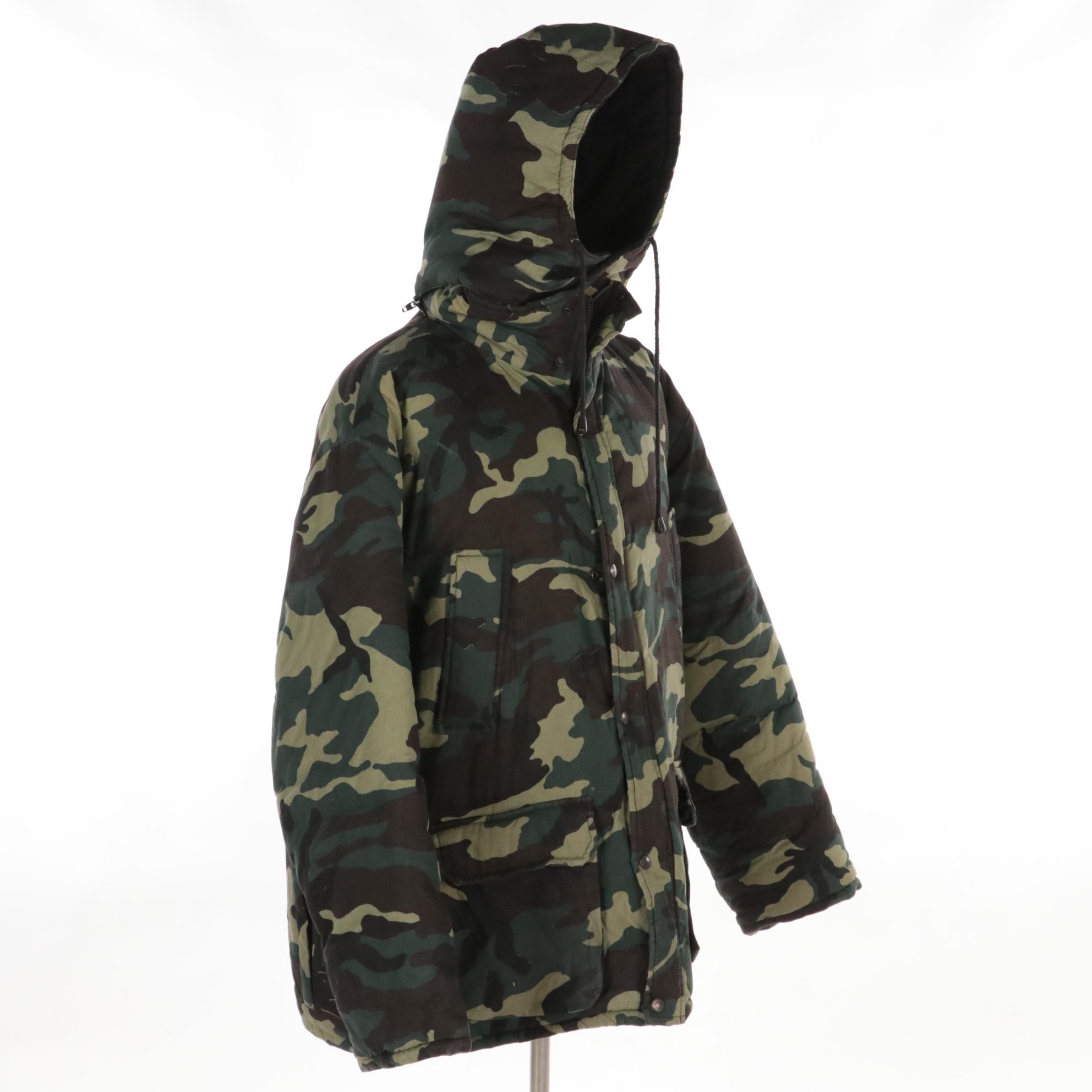 Men's Caliber Sportsman Apparel Heavyweight Insulated Hooded Camo Hunting Coat
