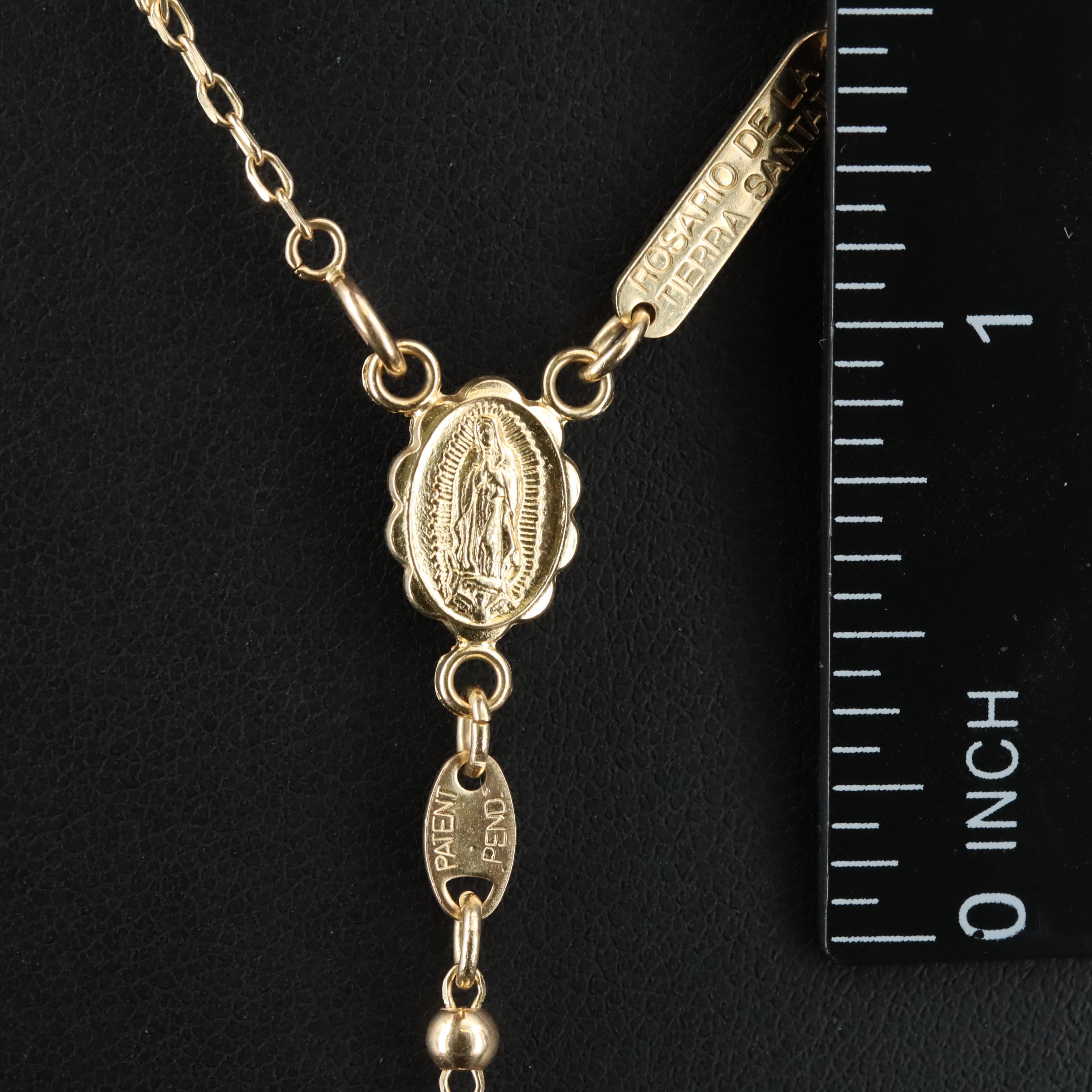 14K Tri-Color Gold Rosary Necklace