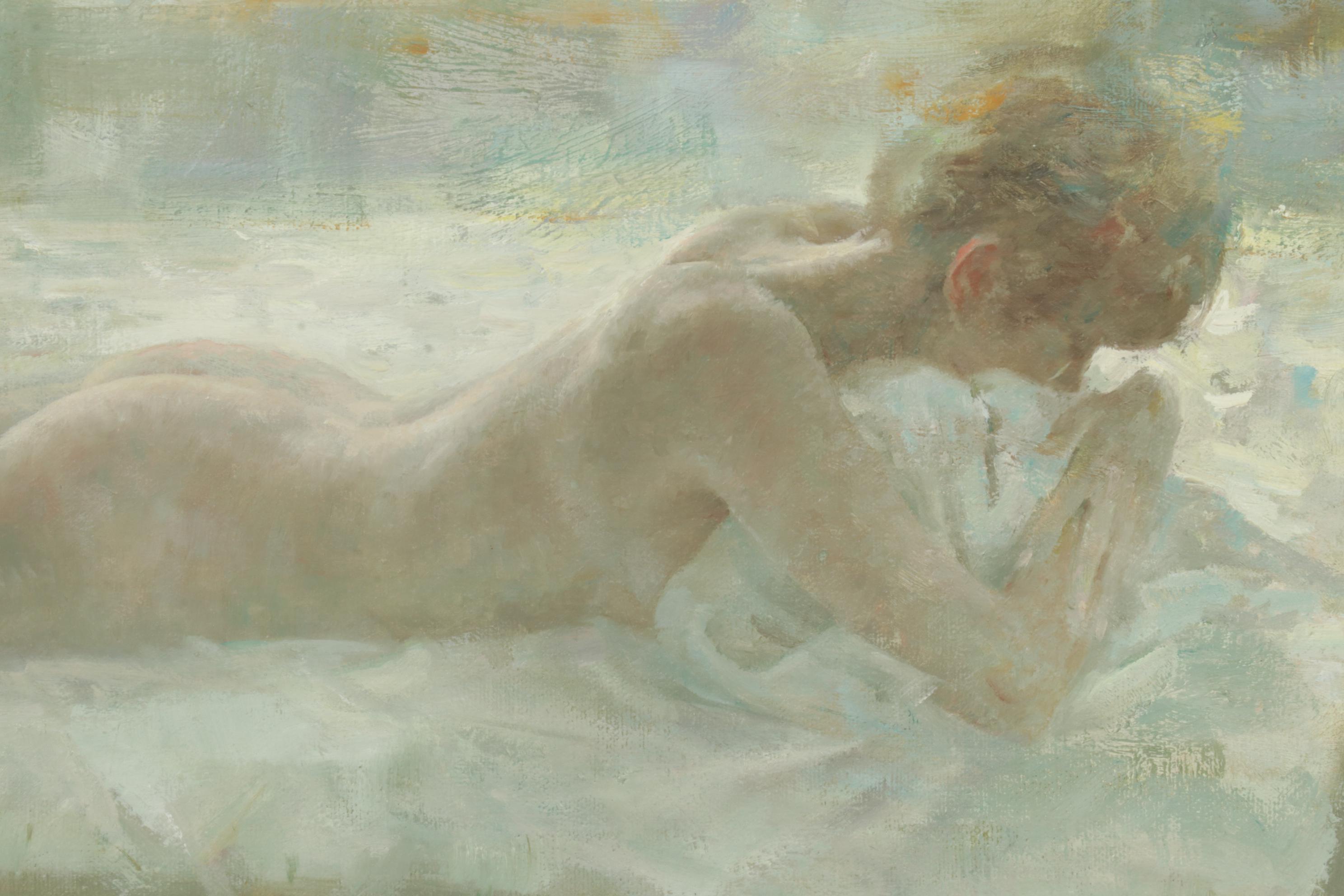 Joseph Bowler Figural Oil Painting "Filtered Light," 1972