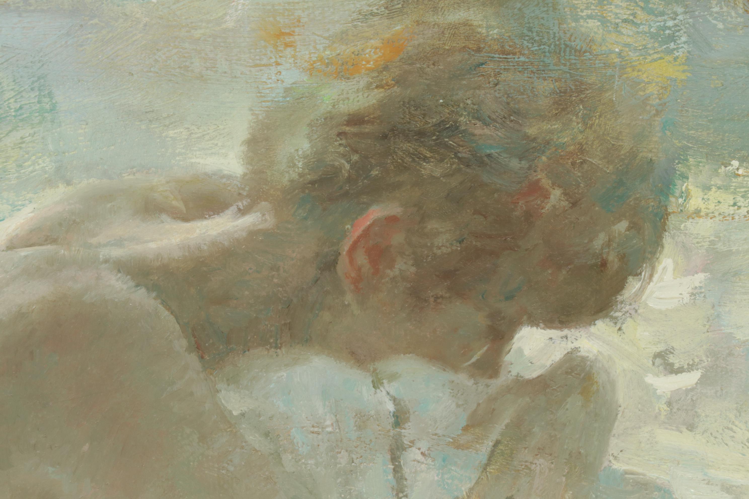 Joseph Bowler Figural Oil Painting "Filtered Light," 1972