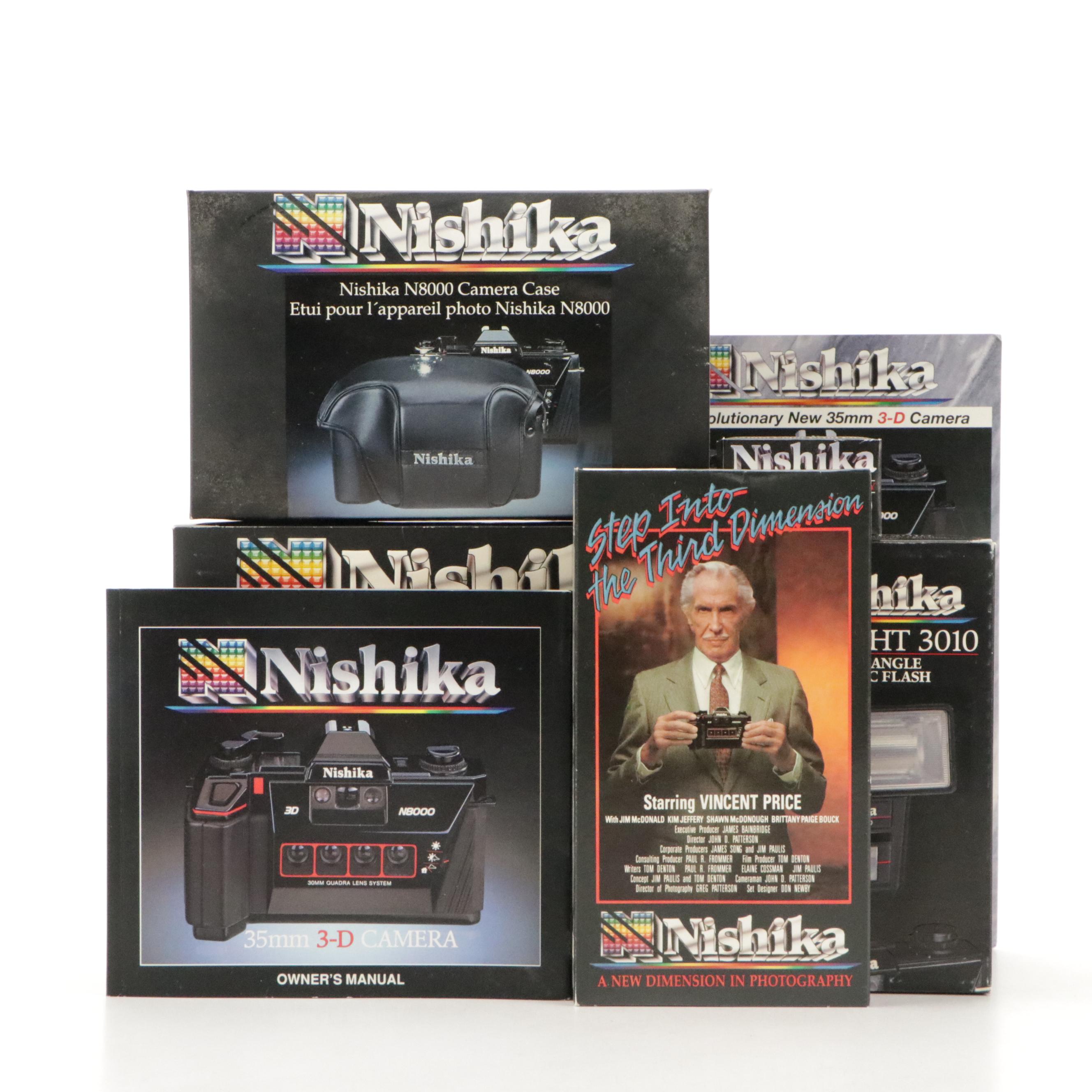Nishika N8000 3D Camera with Case and Twin Flash, Manual and Film