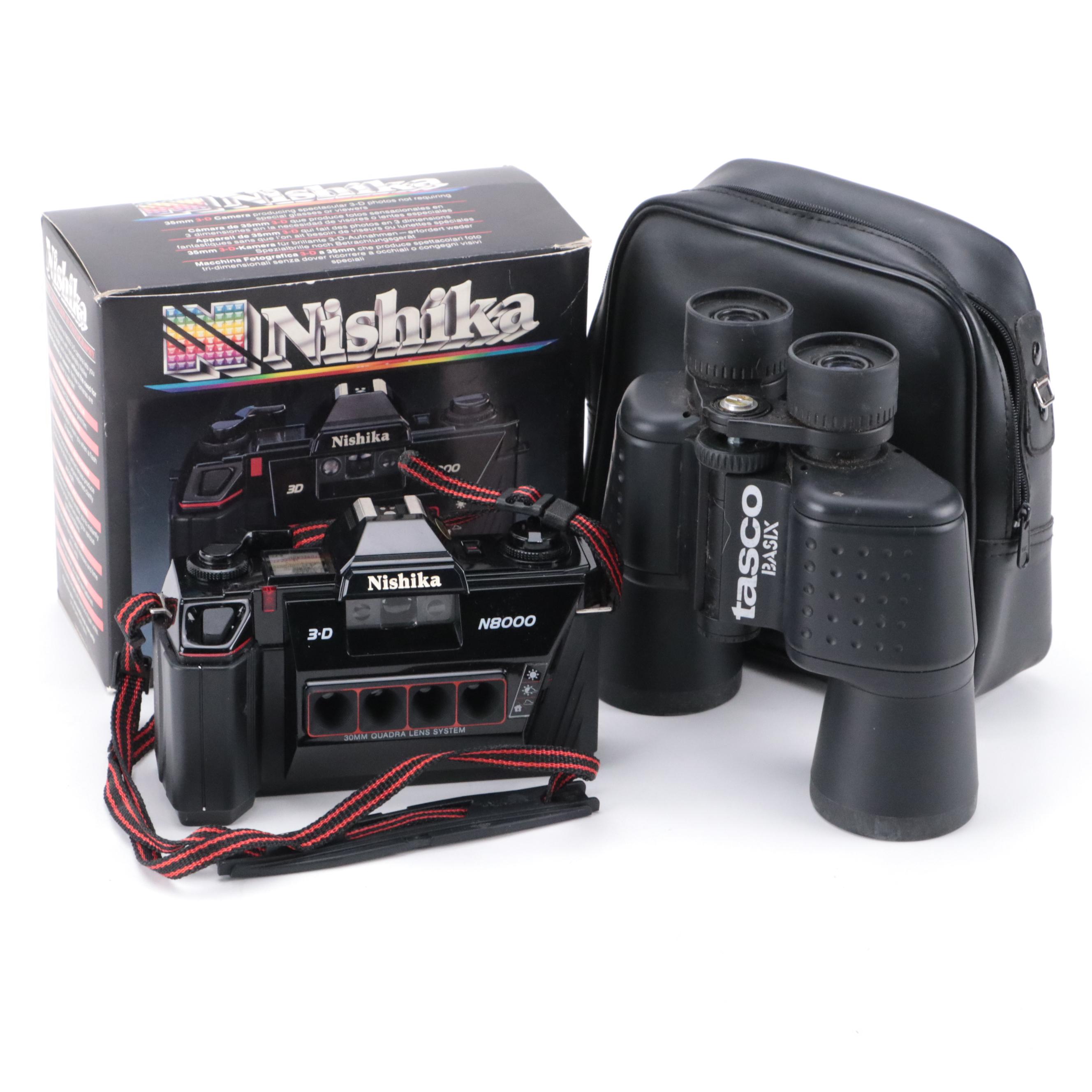 Nishika N8000 3-D Camera with Tasco Basix Binoculars