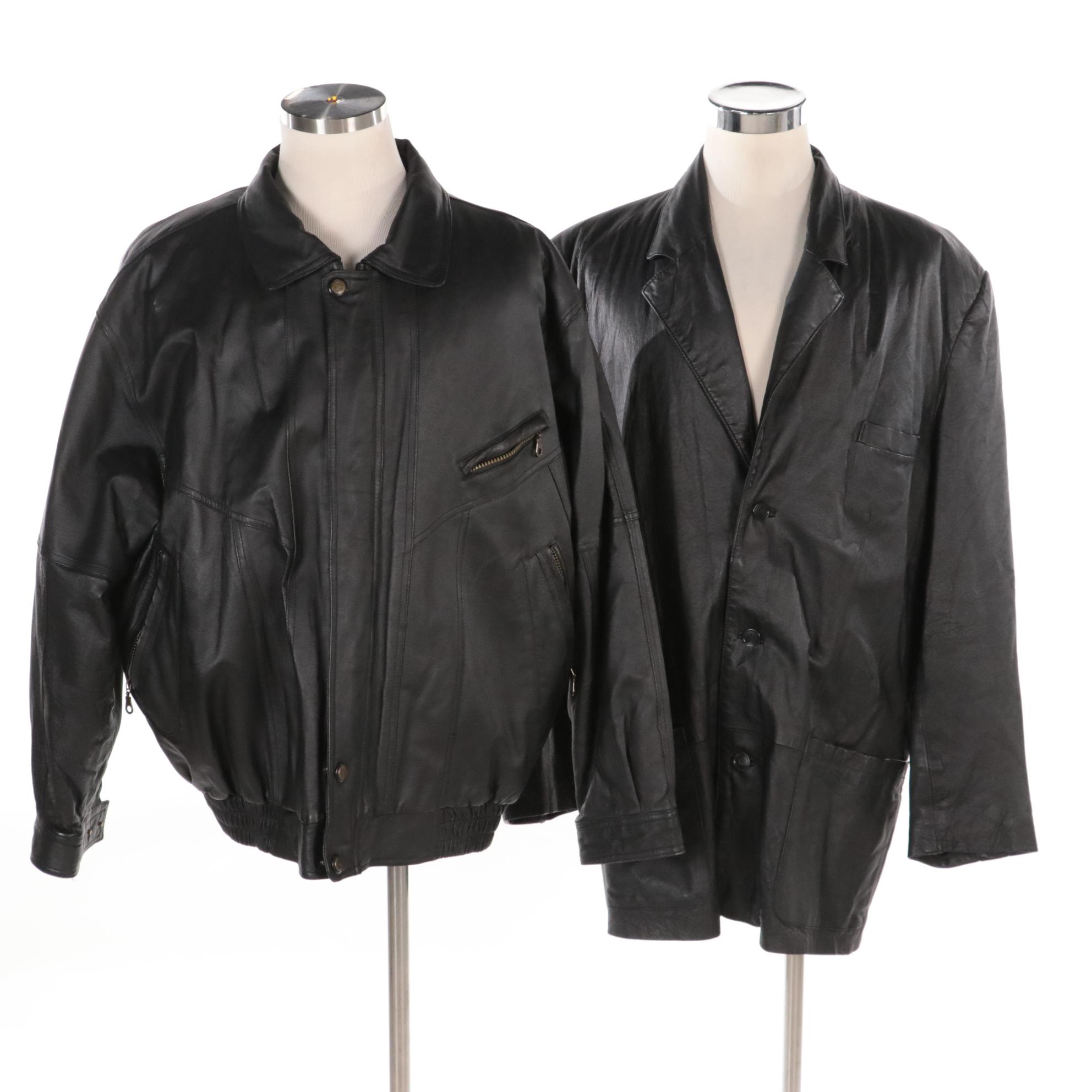 Men's Prestige Black Leather Faux Fur Lined Jacket & Other Leather Blazer Jacket