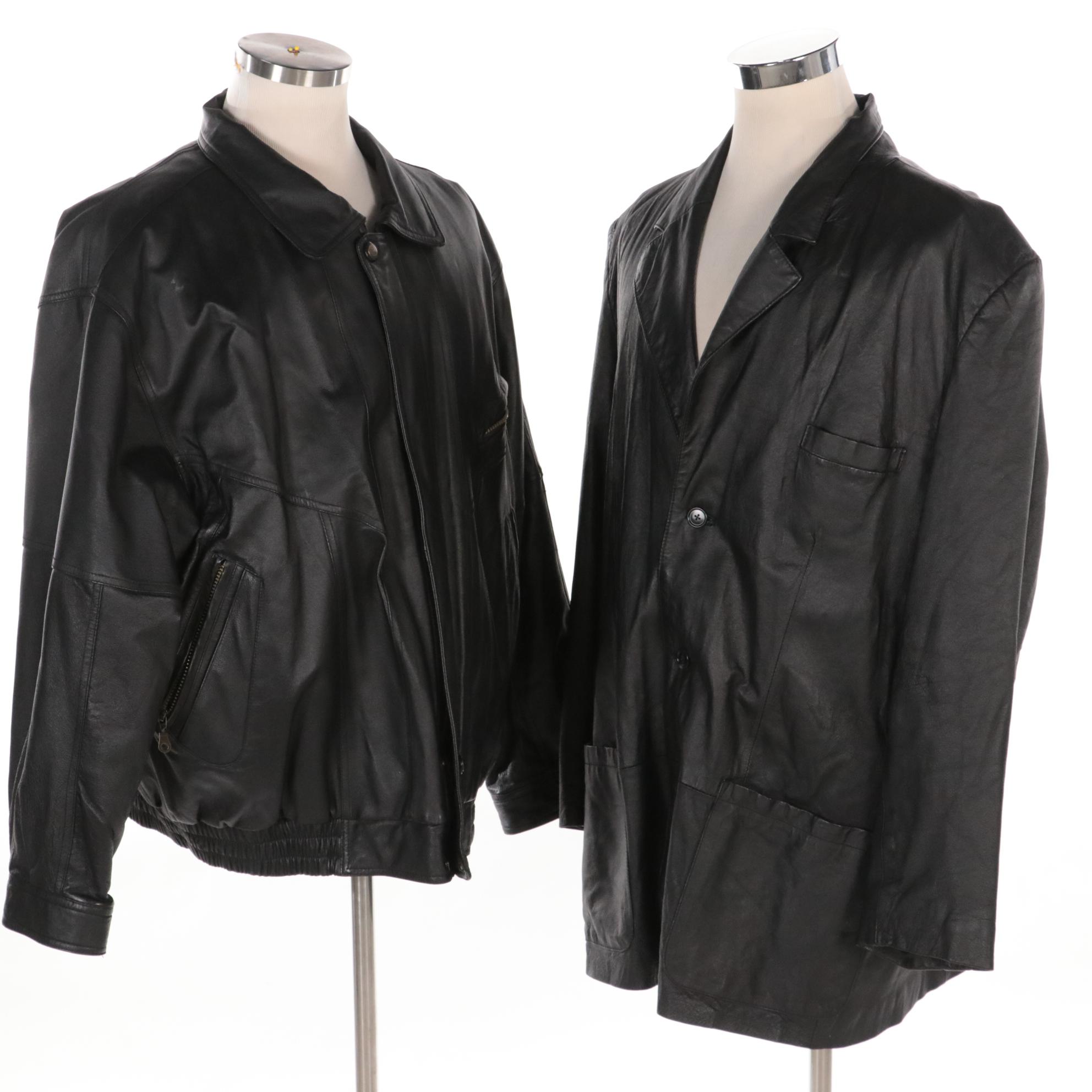 Men's Prestige Black Leather Faux Fur Lined Jacket & Other Leather Blazer Jacket