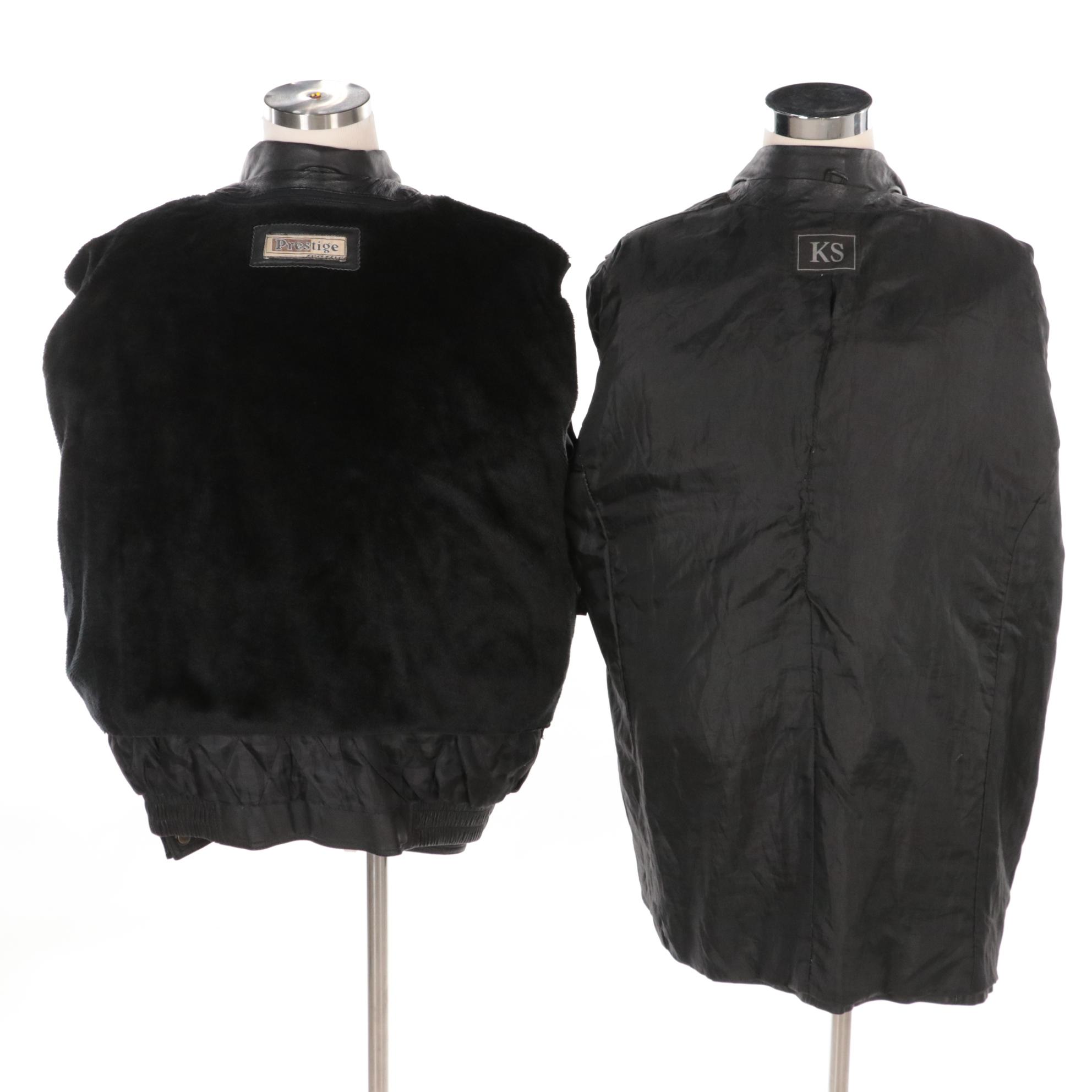 Men's Prestige Black Leather Faux Fur Lined Jacket & Other Leather Blazer Jacket