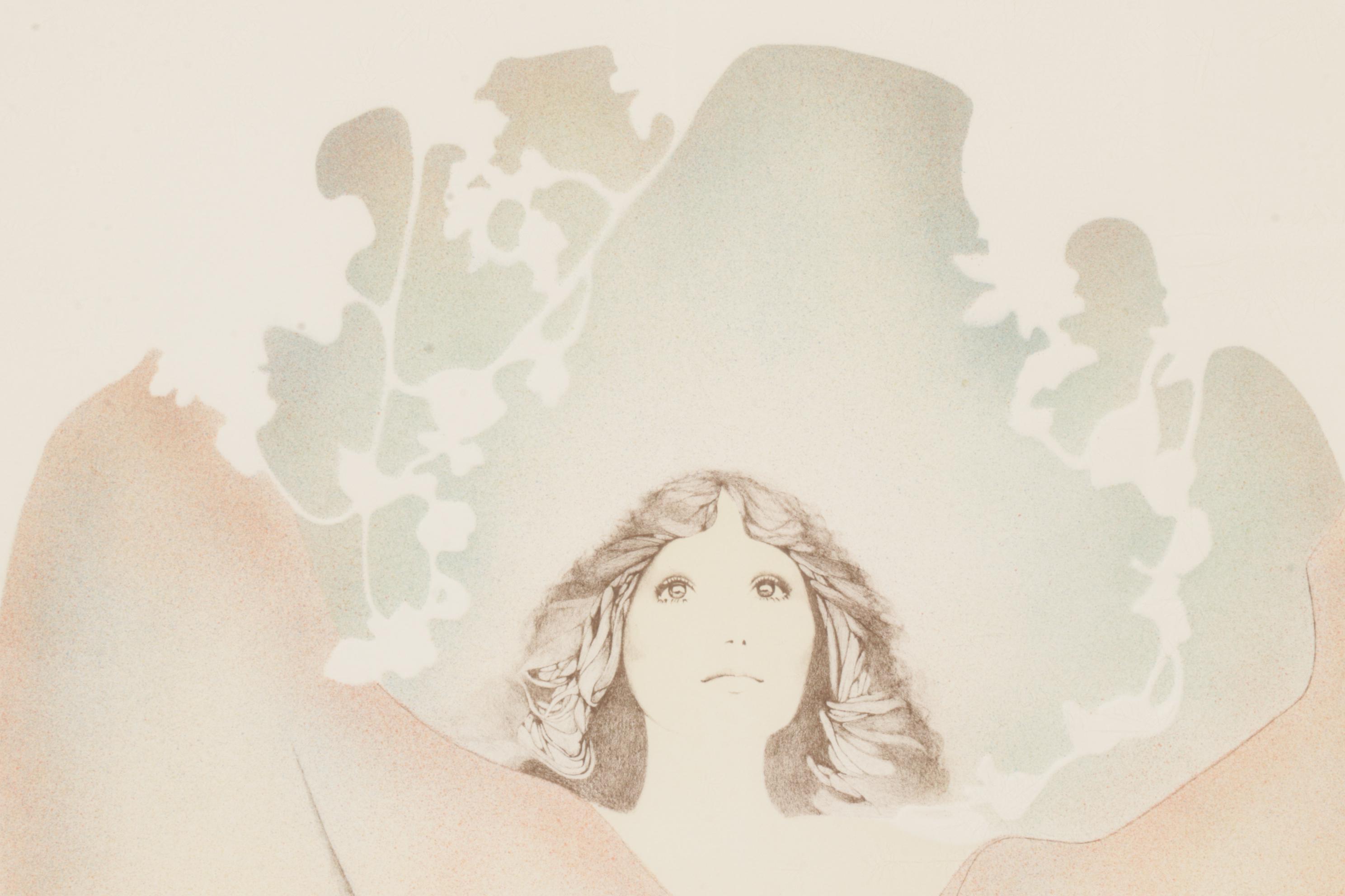 Christine Rosamond Embossed Color Lithograph "Dawn," 1976