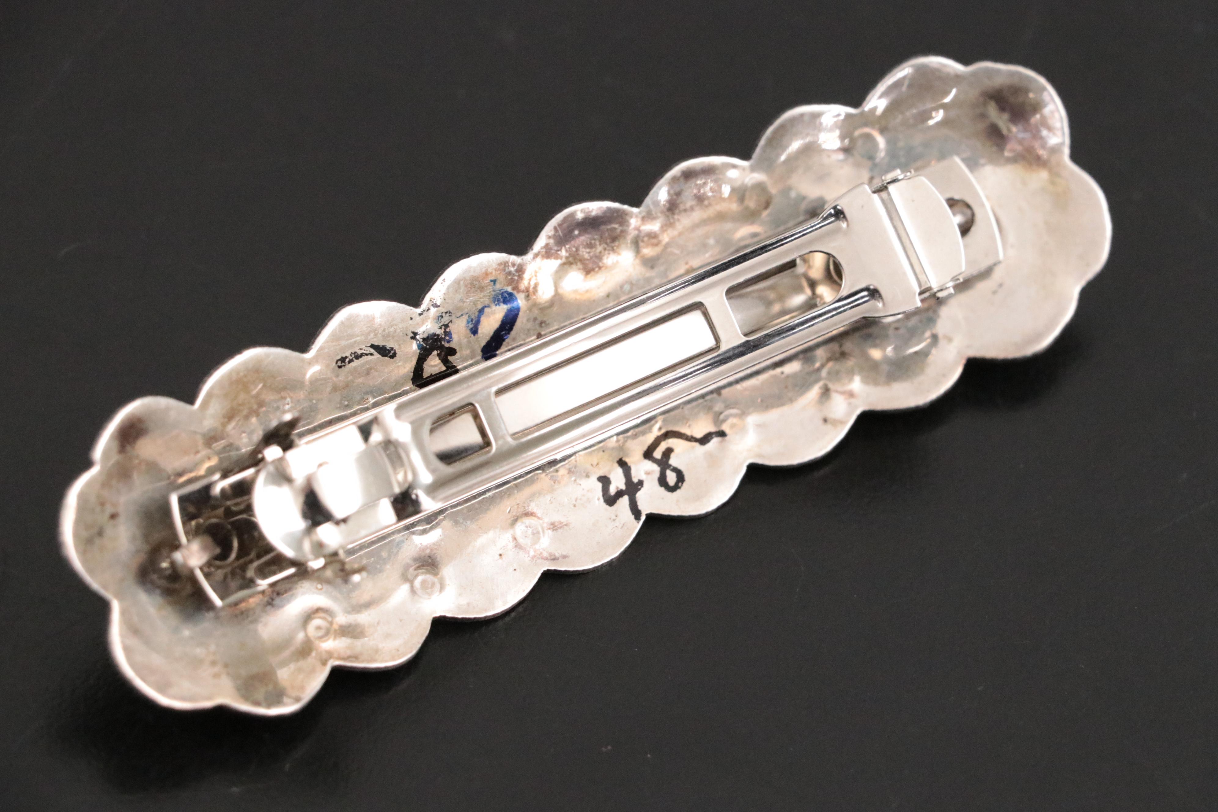 Southwestern Sterling Silver Turquoise Spring Clasp Hair Clip