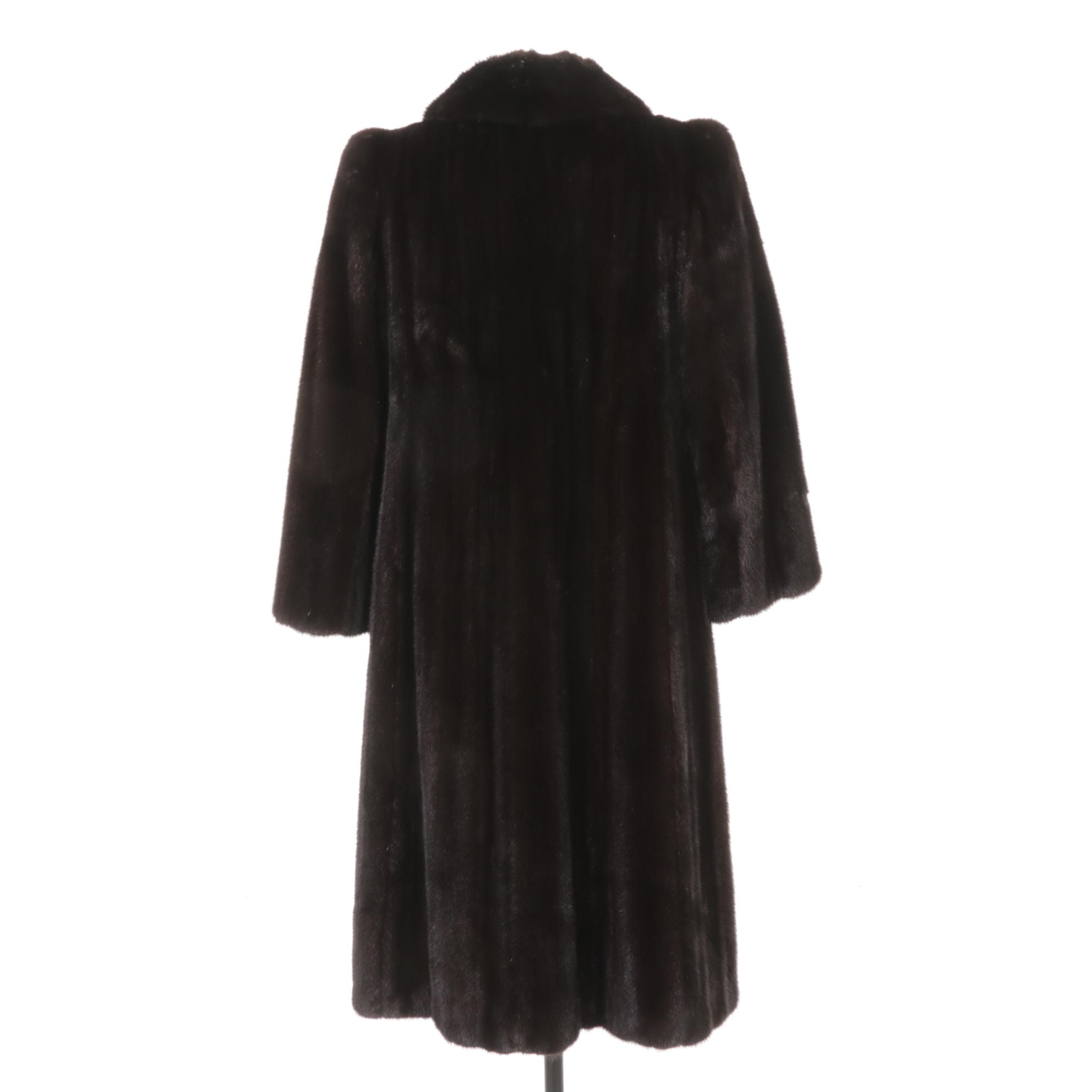 Long Mahogany Mink Fur Coat