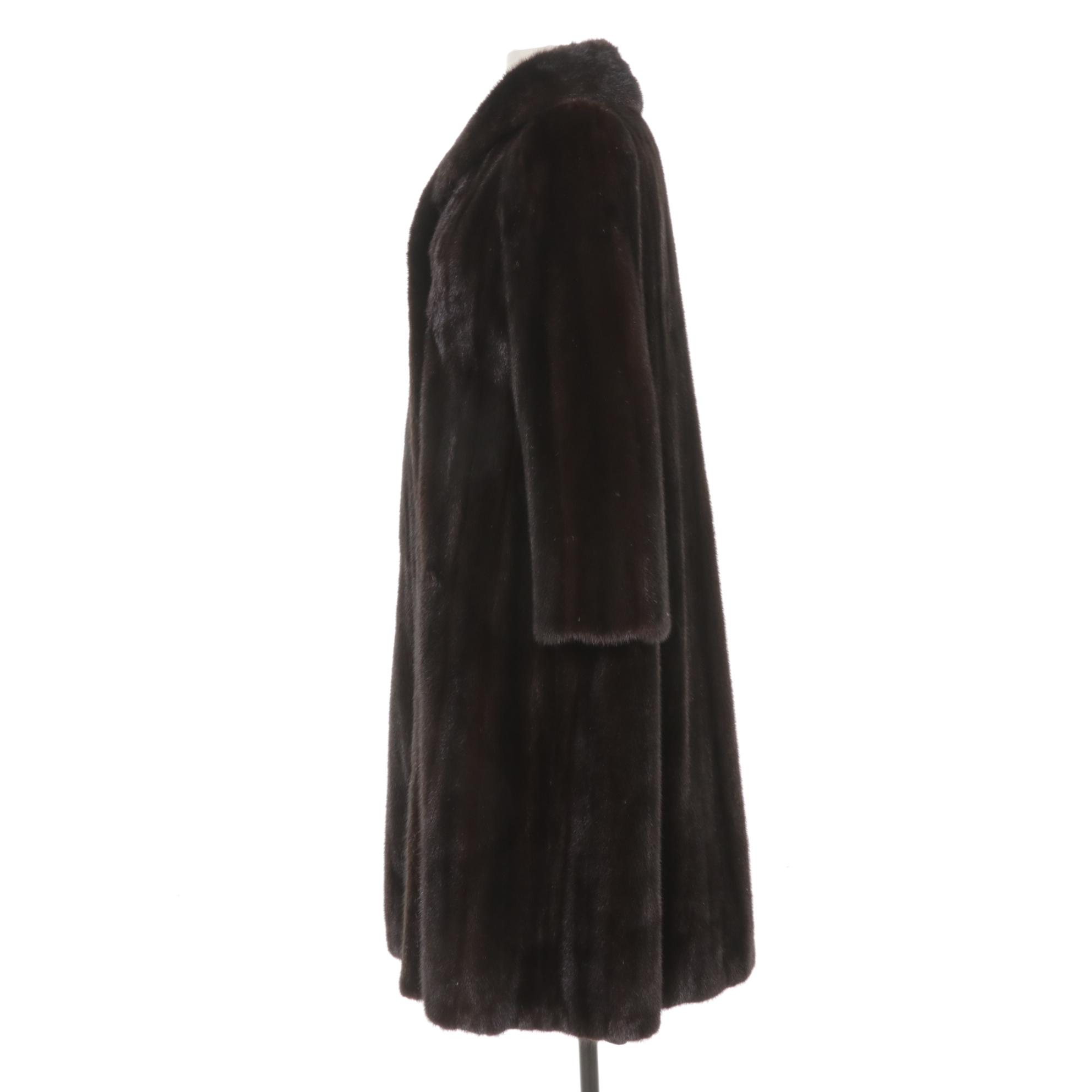 Long Mahogany Mink Fur Coat