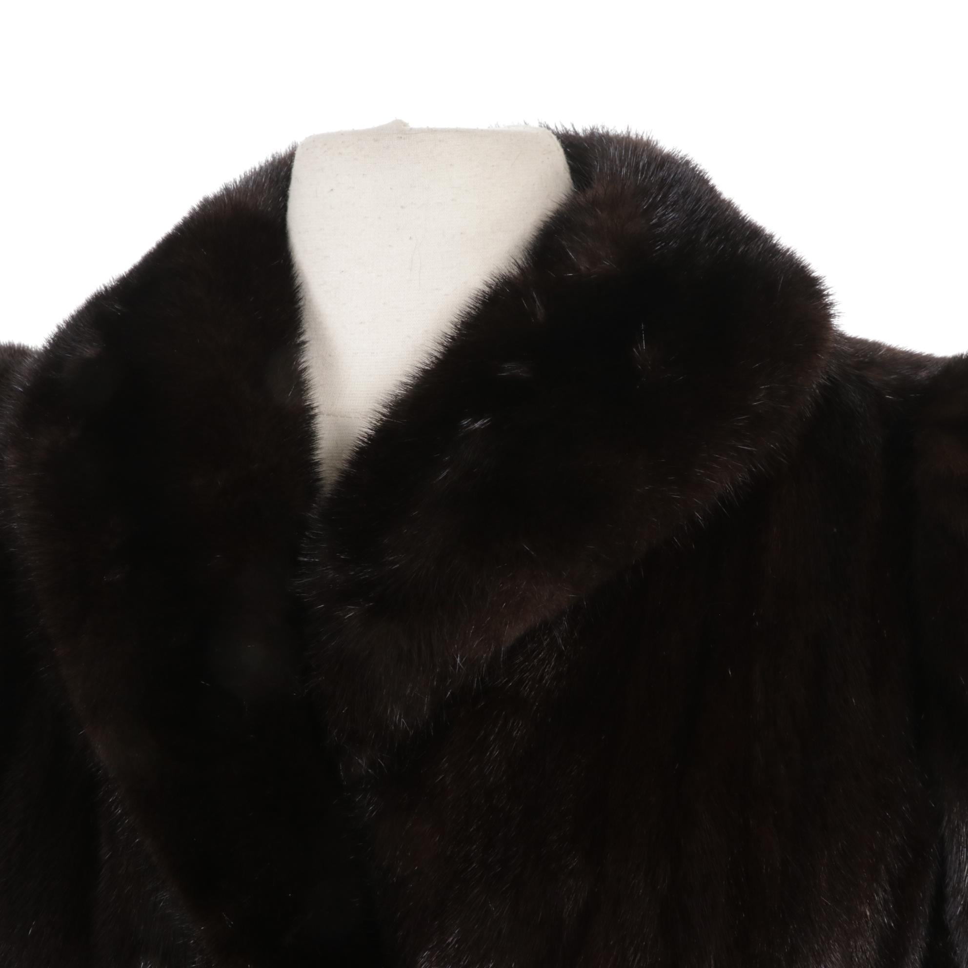 Long Mahogany Mink Fur Coat