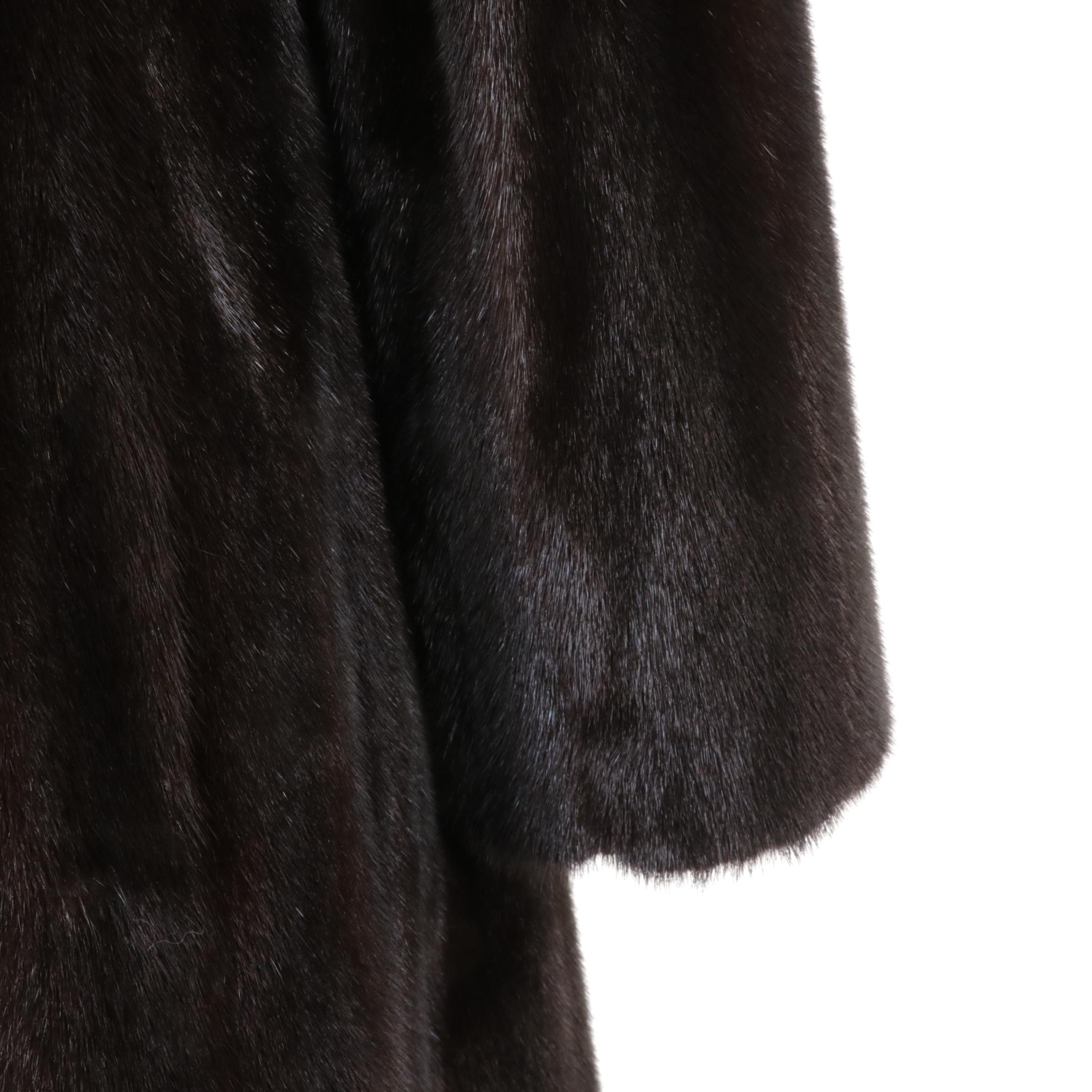 Long Mahogany Mink Fur Coat