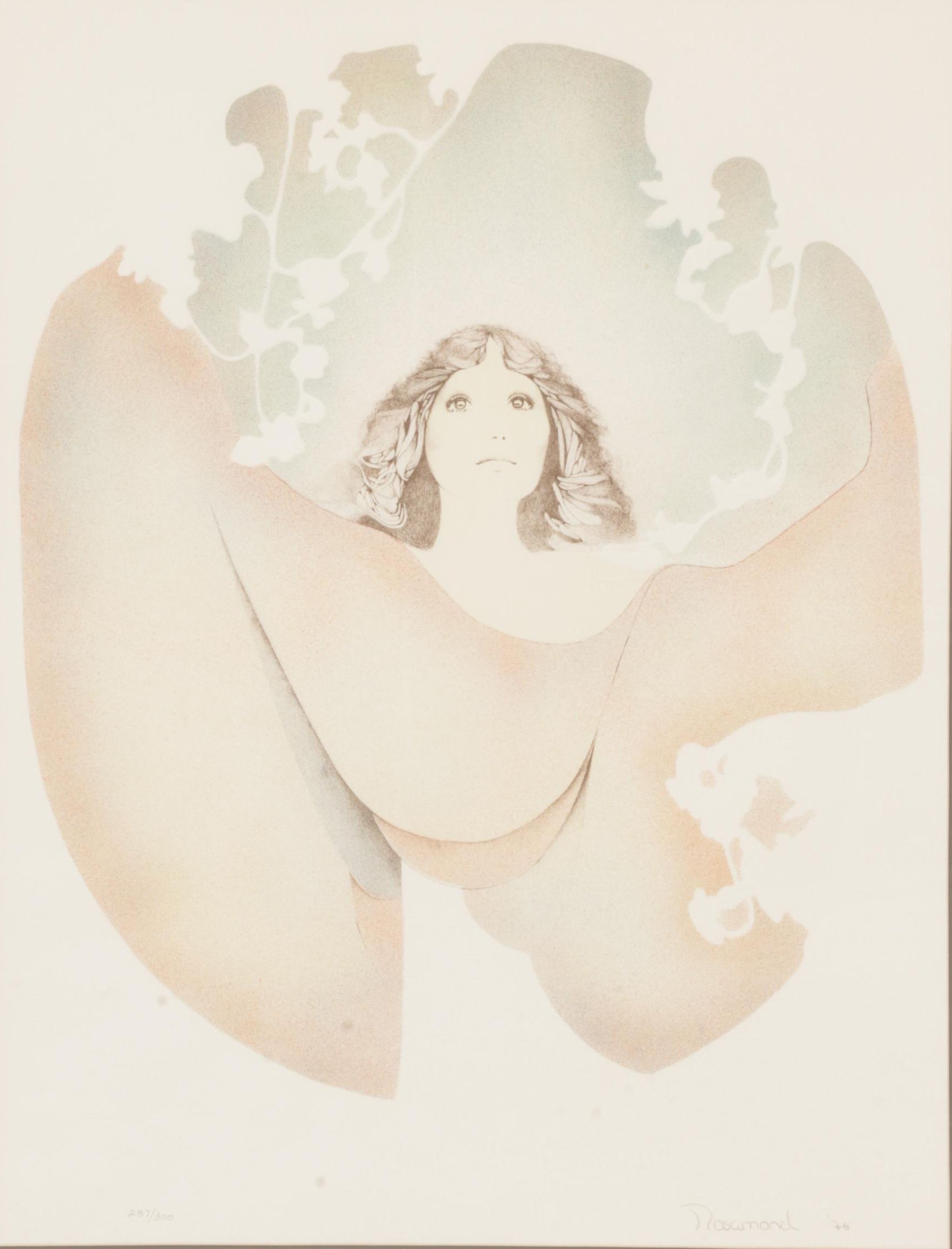 Christine Rosamond Embossed Color Lithograph "Dawn," 1976