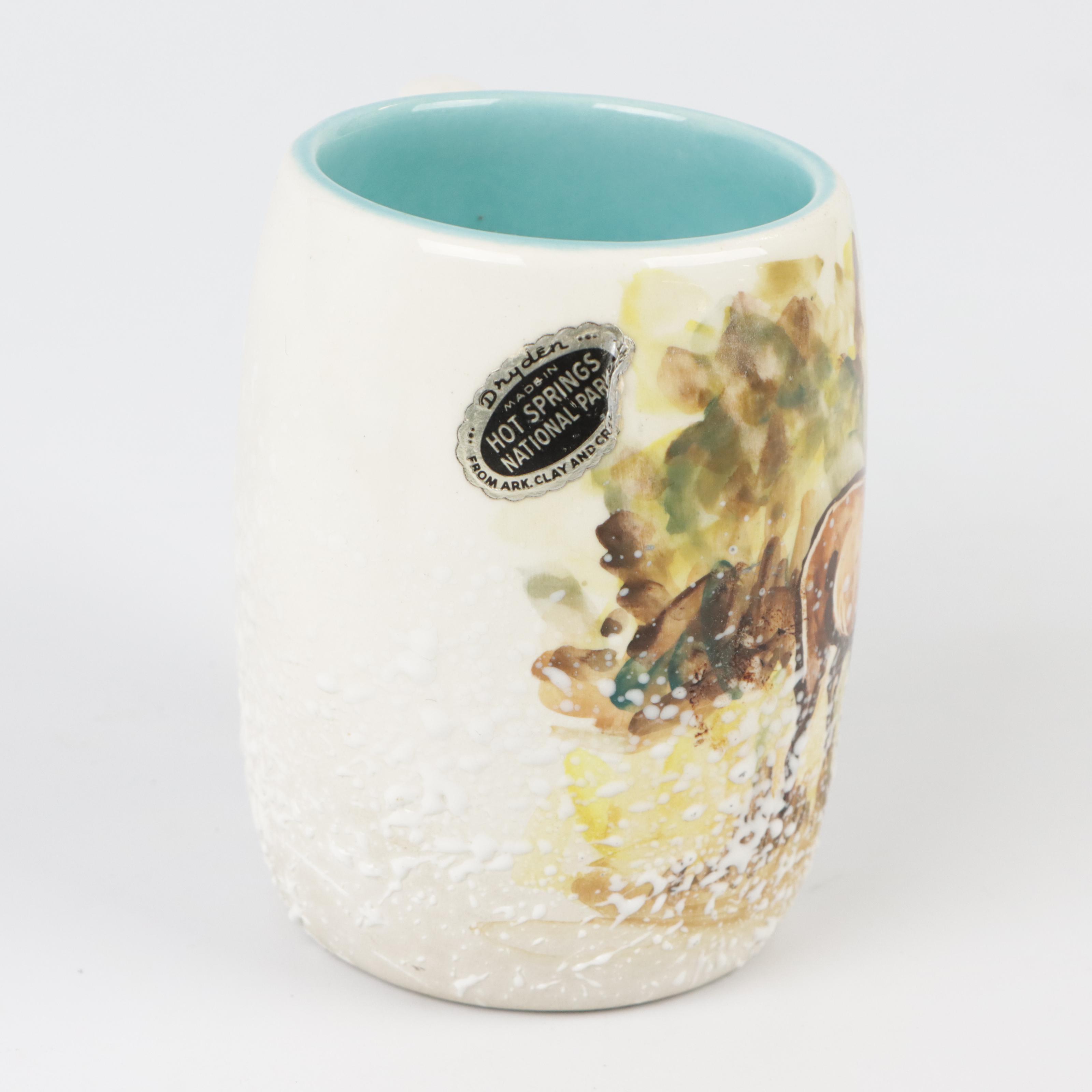 Signed Dryden Pottery Deer Mug, Rosemeade Wolf Salt and Pepper Shakers, and More