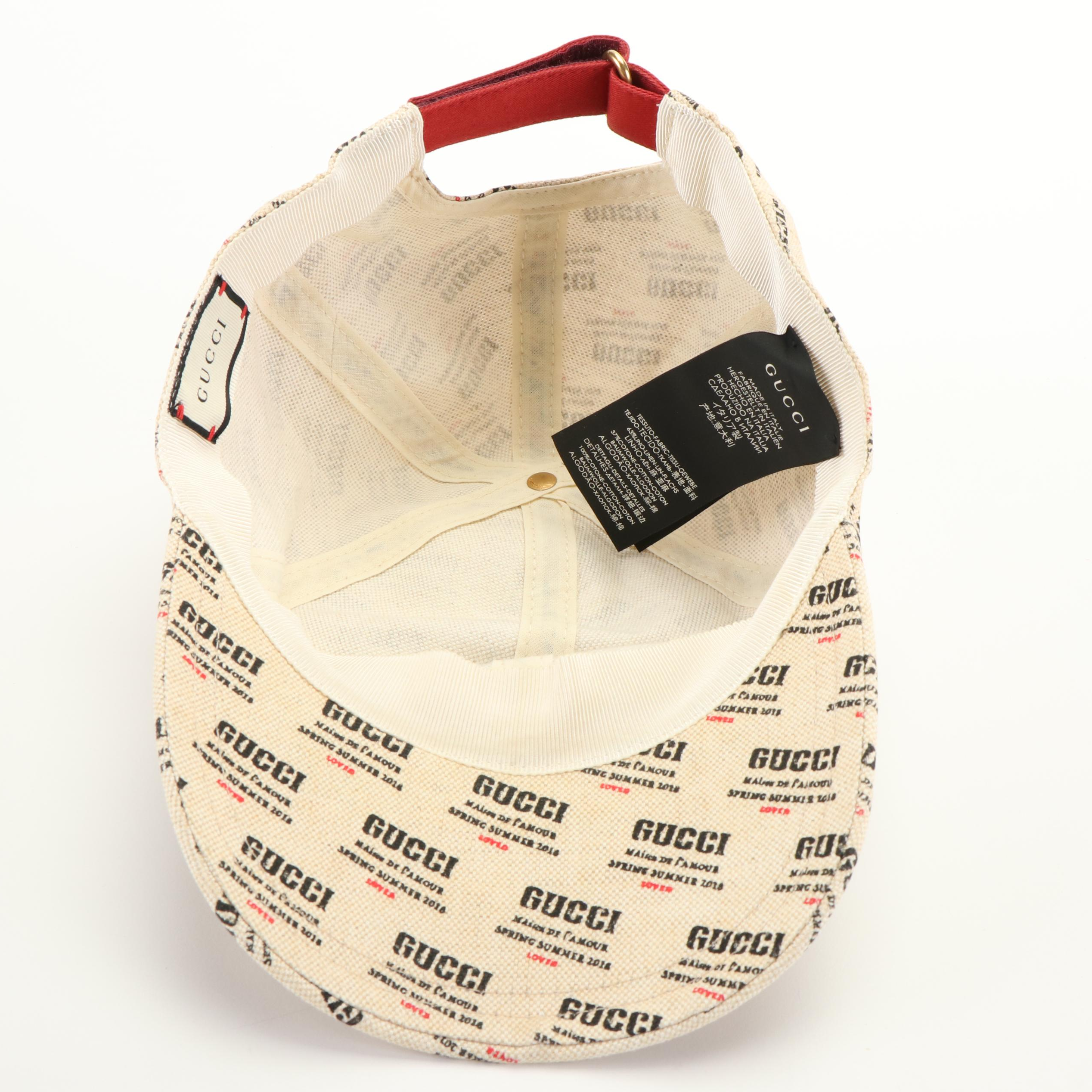 Gucci Stamp Print Canvas Baseball Cap