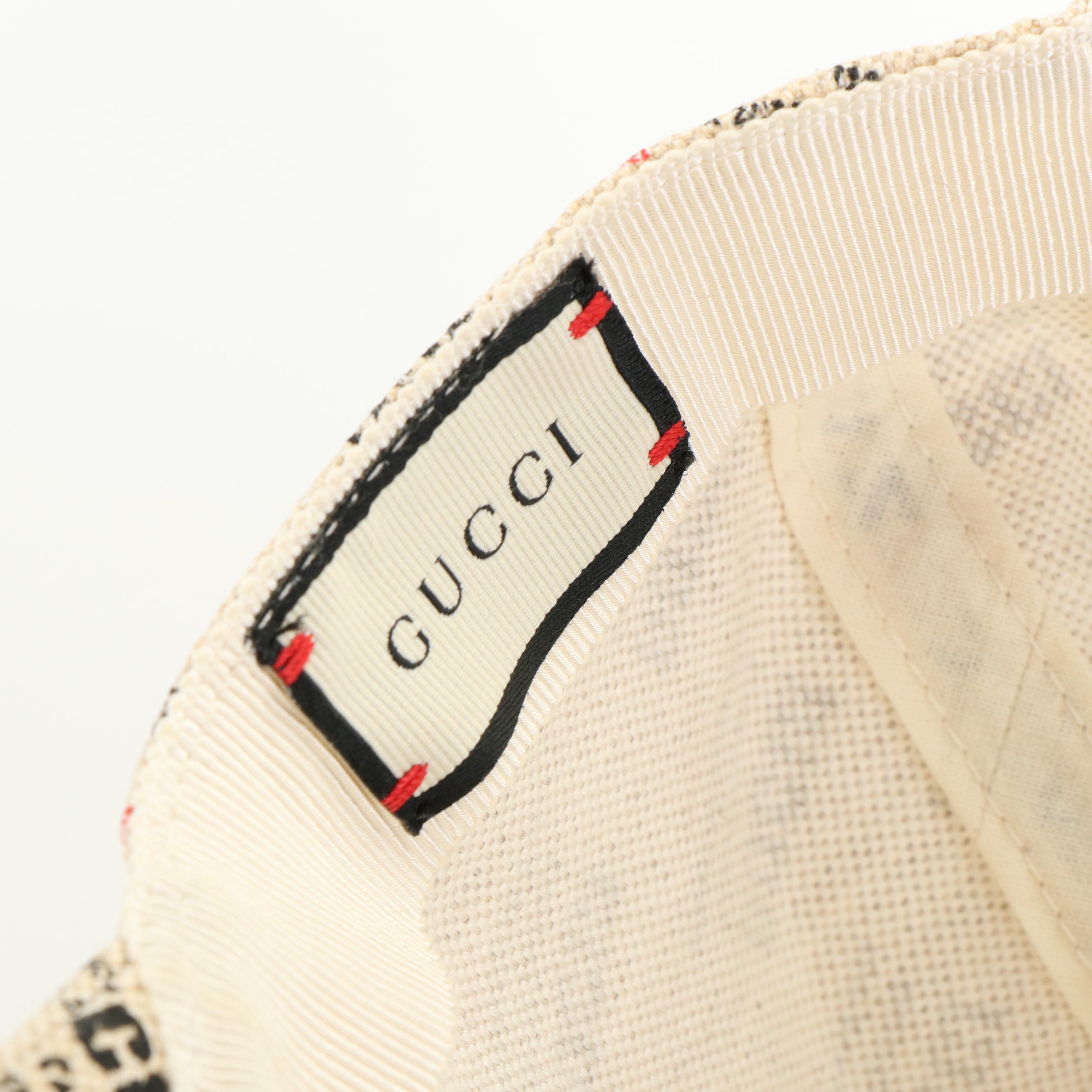 Gucci Stamp Print Canvas Baseball Cap