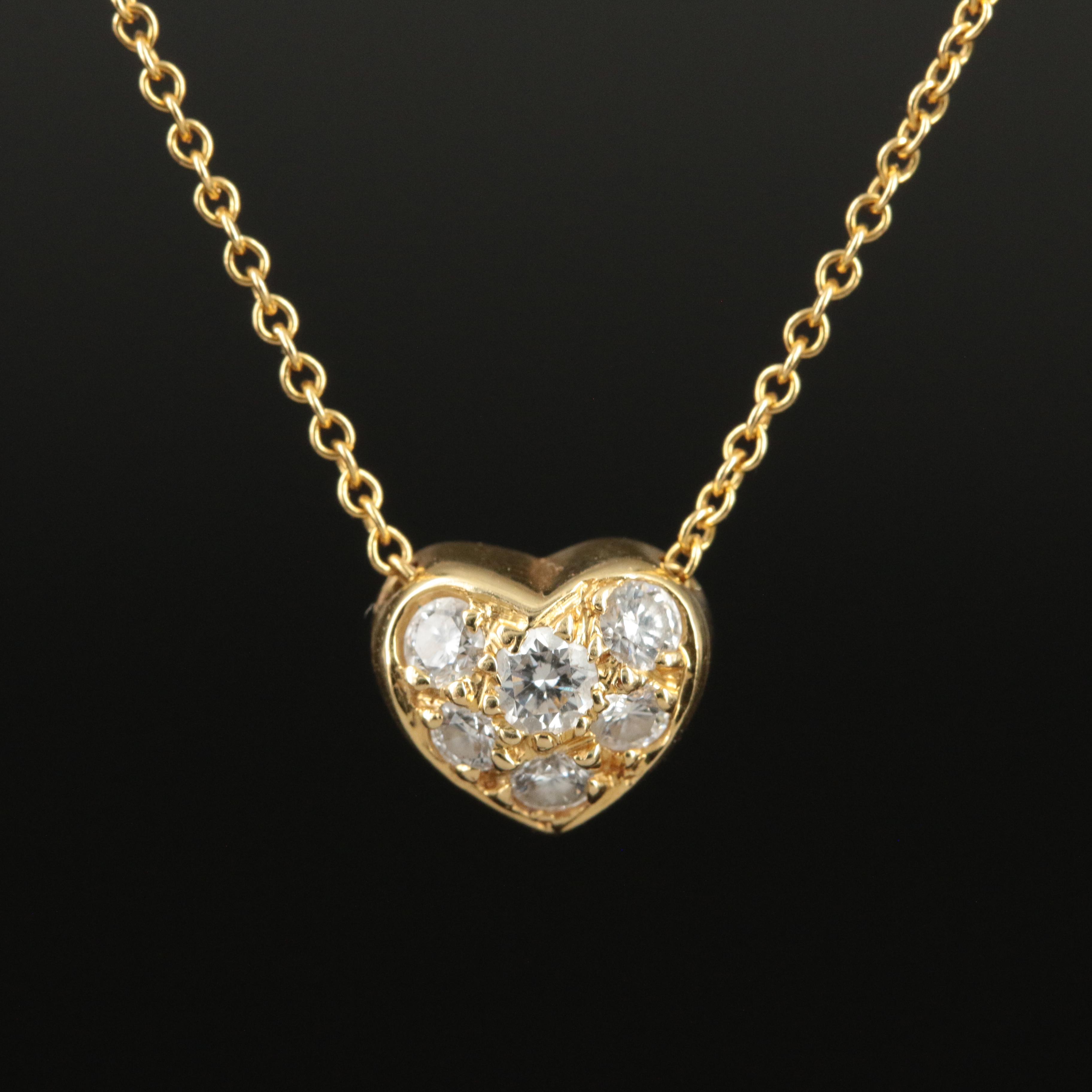 Tiffany & Co. 18K 0.28 CTW Diamond Pavé Heart Pendant Necklace