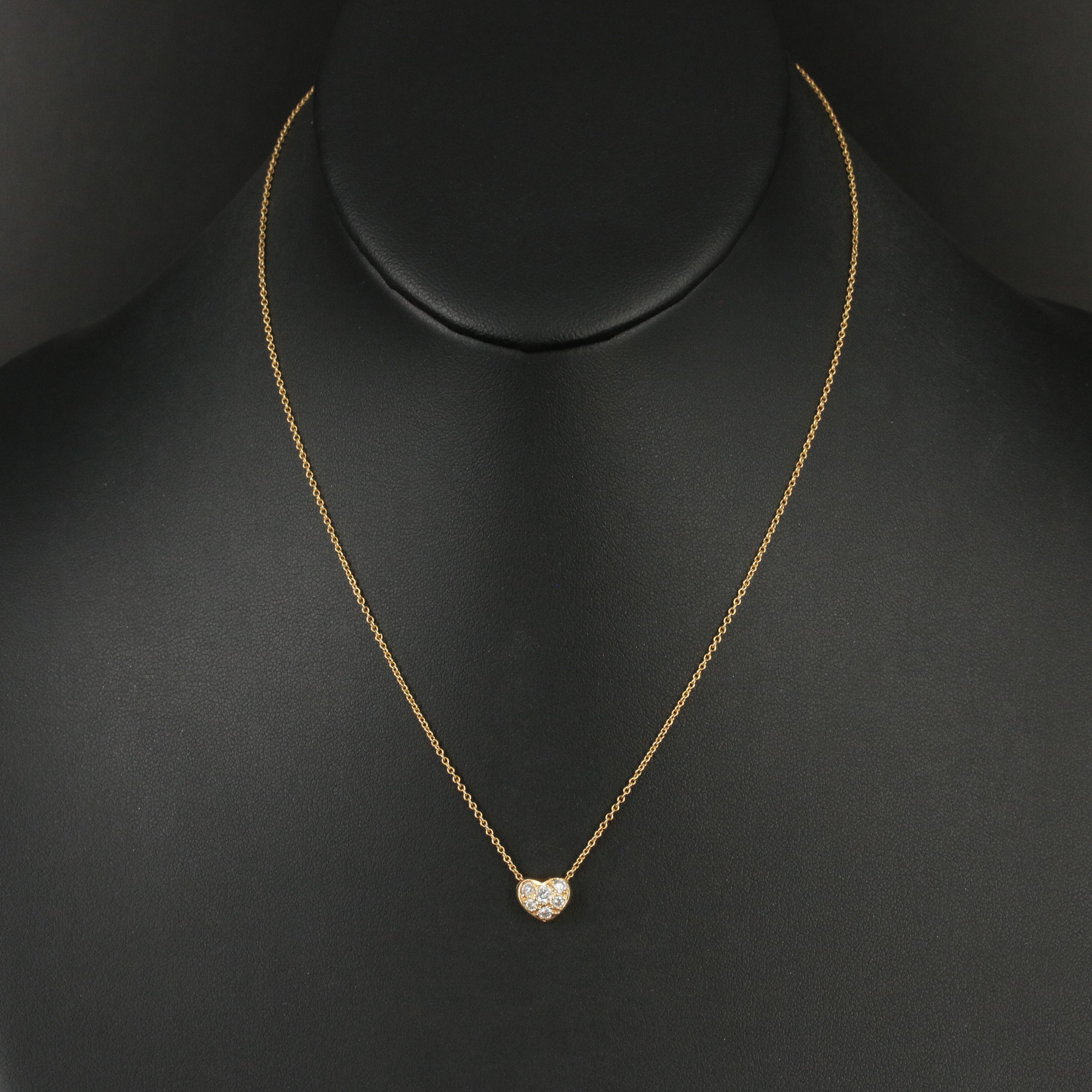 Tiffany & Co. 18K 0.28 CTW Diamond Pavé Heart Pendant Necklace