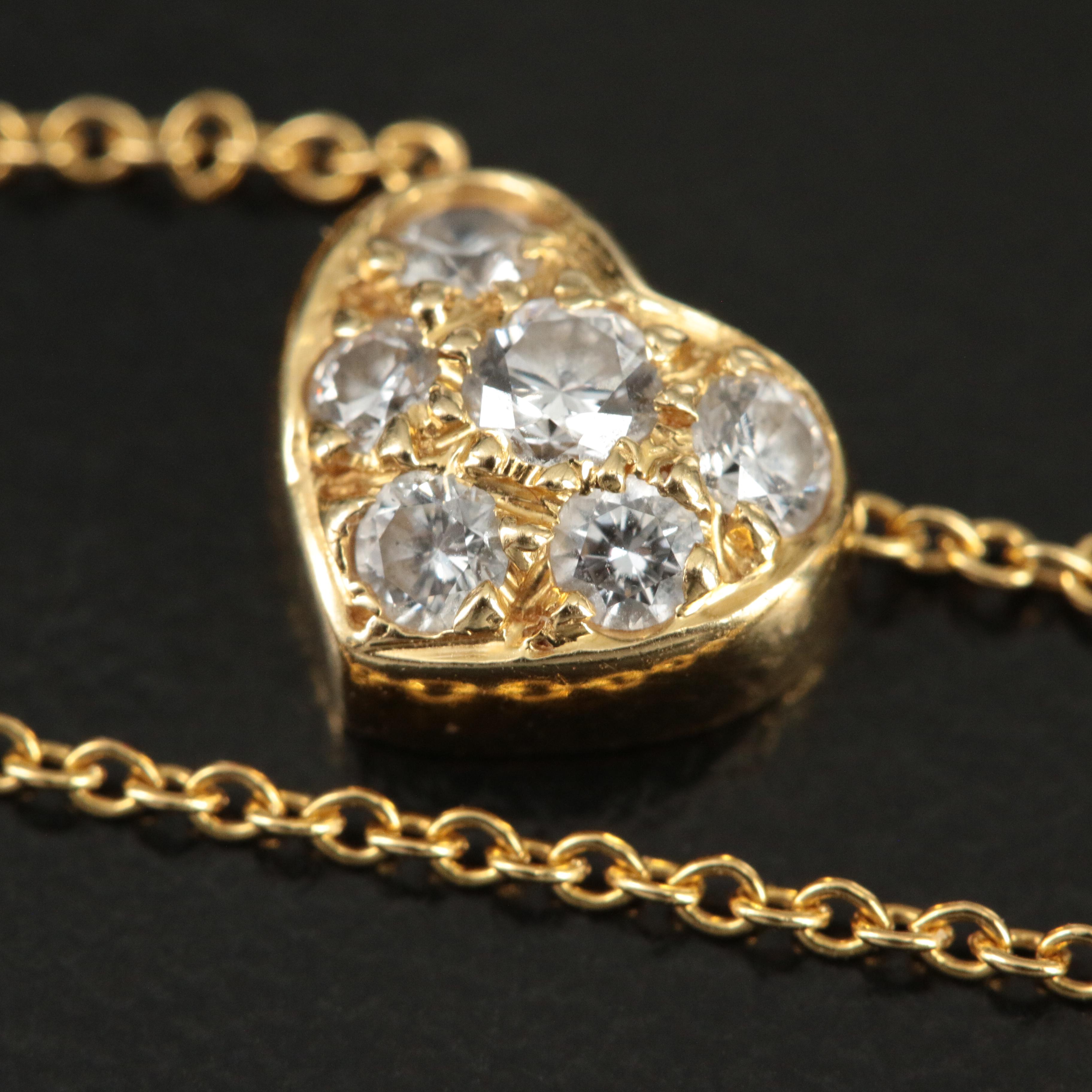 Tiffany & Co. 18K 0.28 CTW Diamond Pavé Heart Pendant Necklace