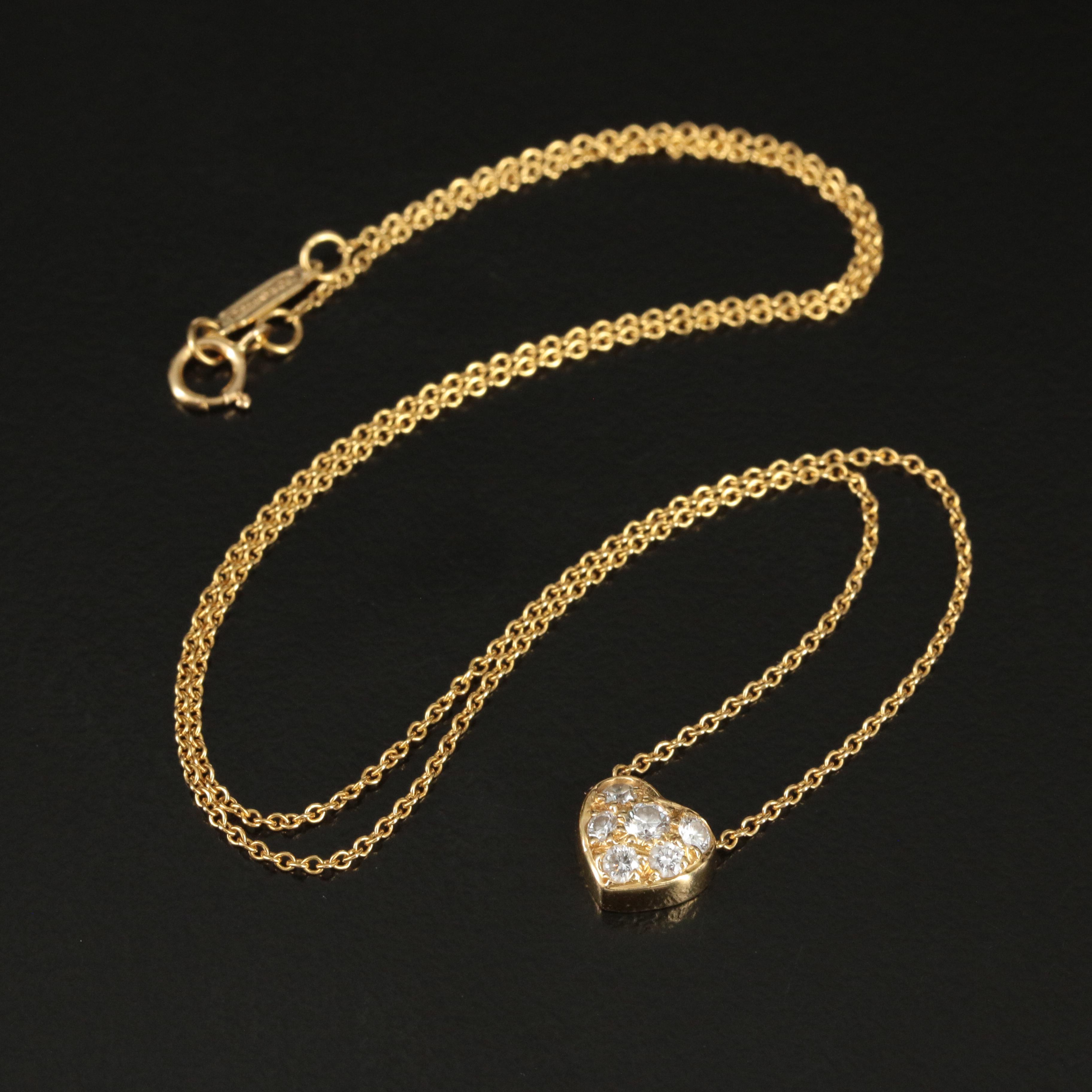 Tiffany & Co. 18K 0.28 CTW Diamond Pavé Heart Pendant Necklace