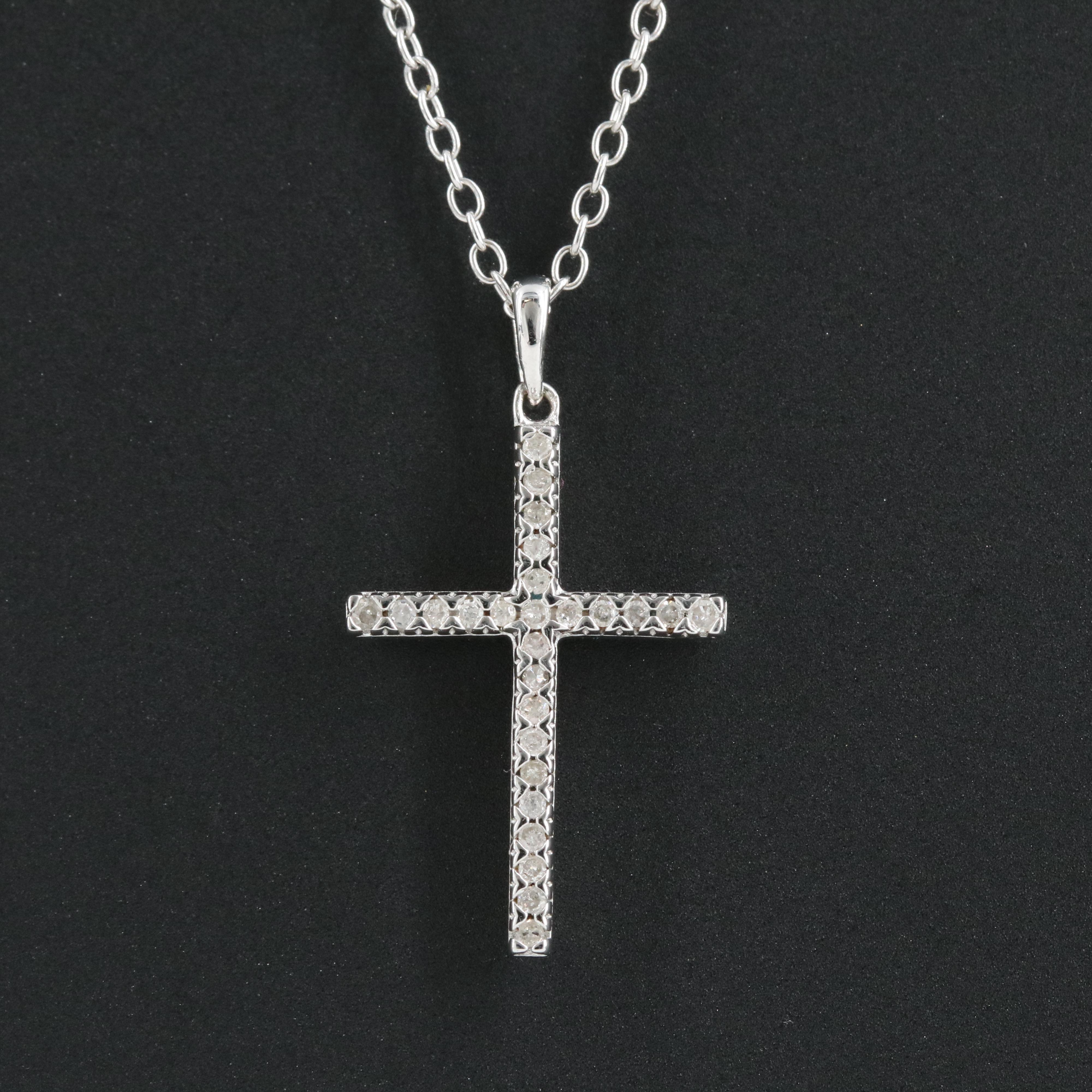 Hallmark Sterling Diamond Cross Pendant Necklace