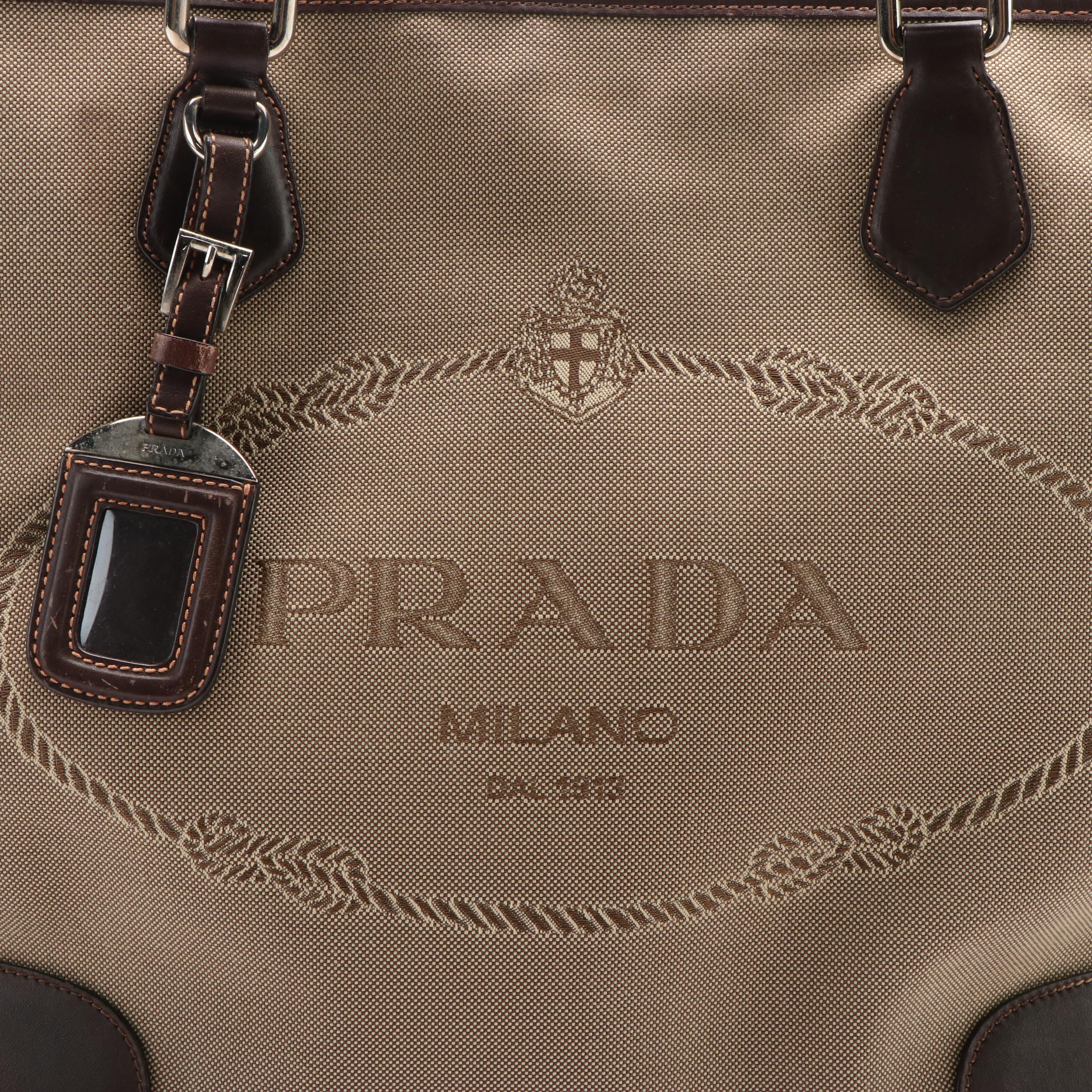 Prada Jacquard Logo Corda Moro Tote Bag