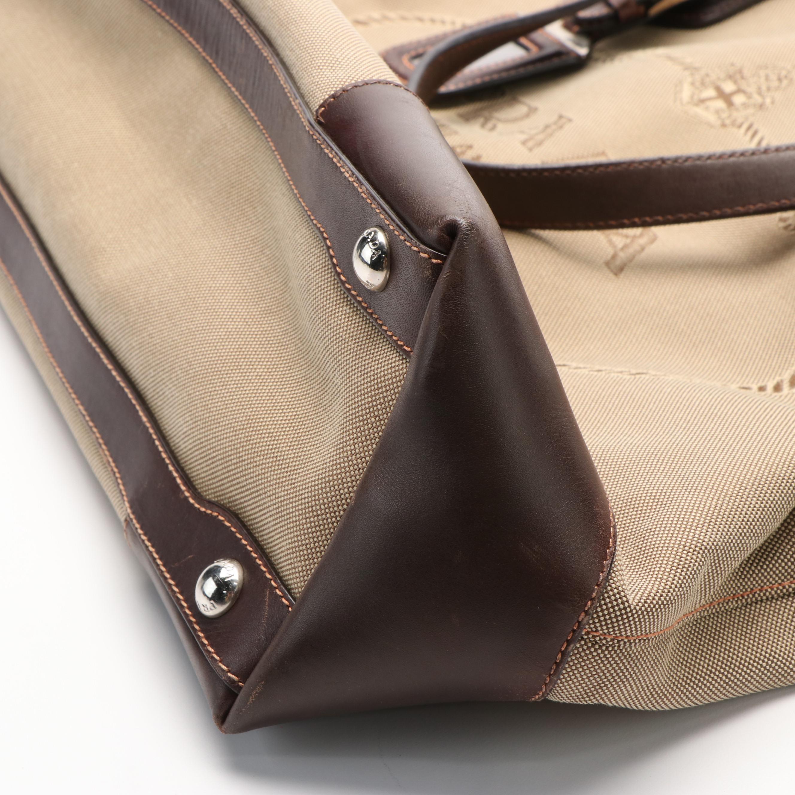 Prada Jacquard Logo Corda Moro Tote Bag