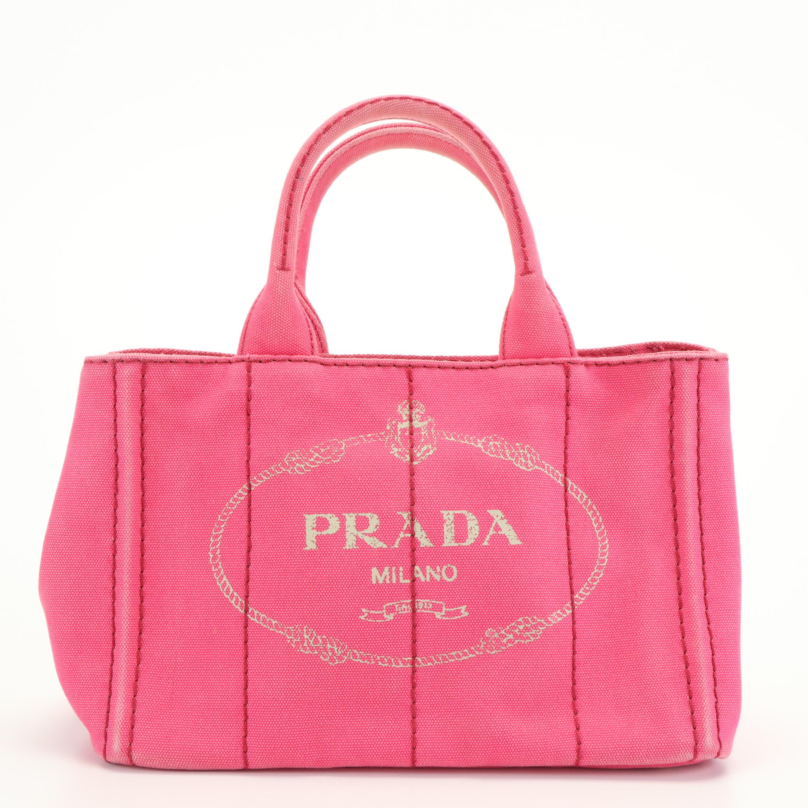 Prada Canapa Logo Tote in Pink Canvas