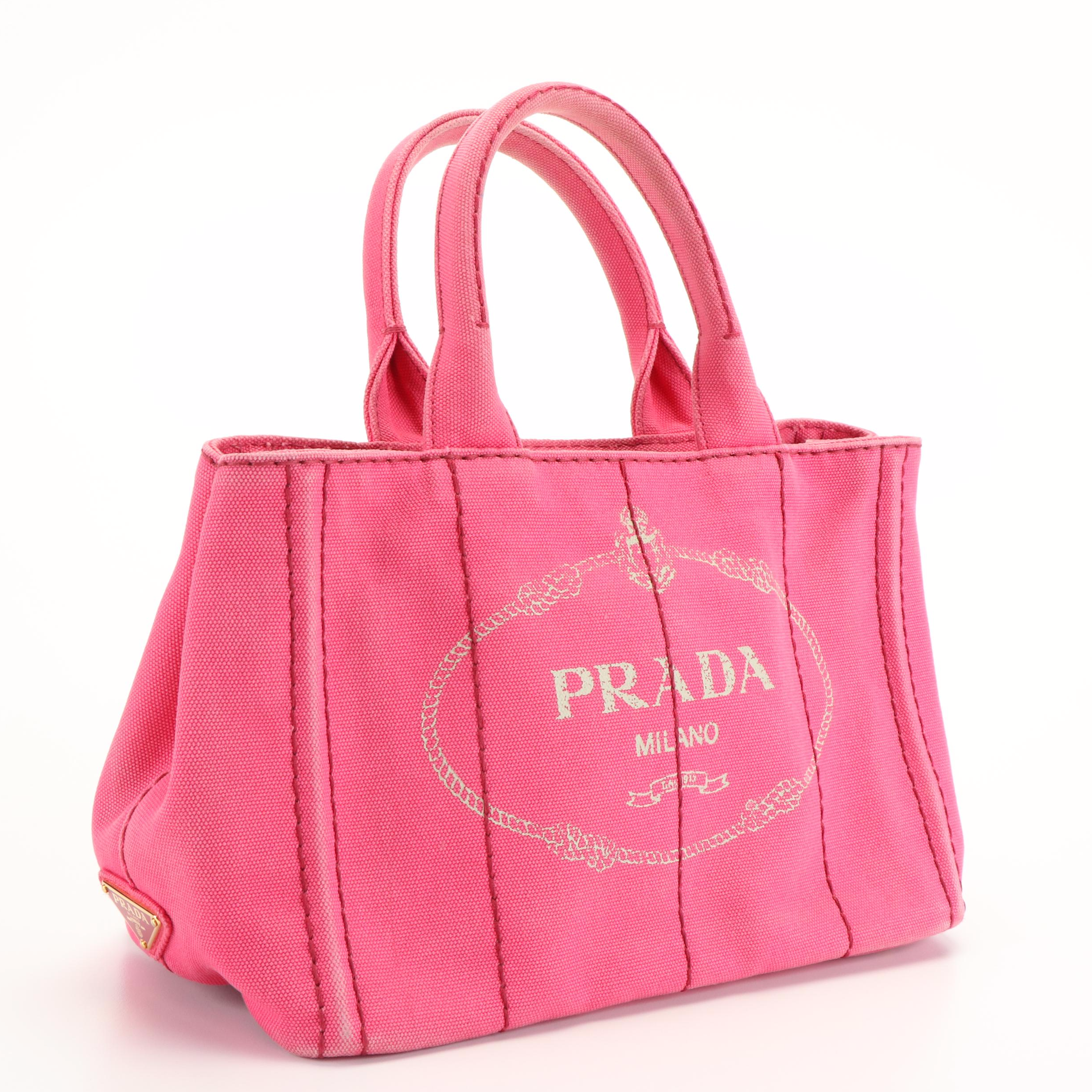 Prada Canapa Logo Tote in Pink Canvas