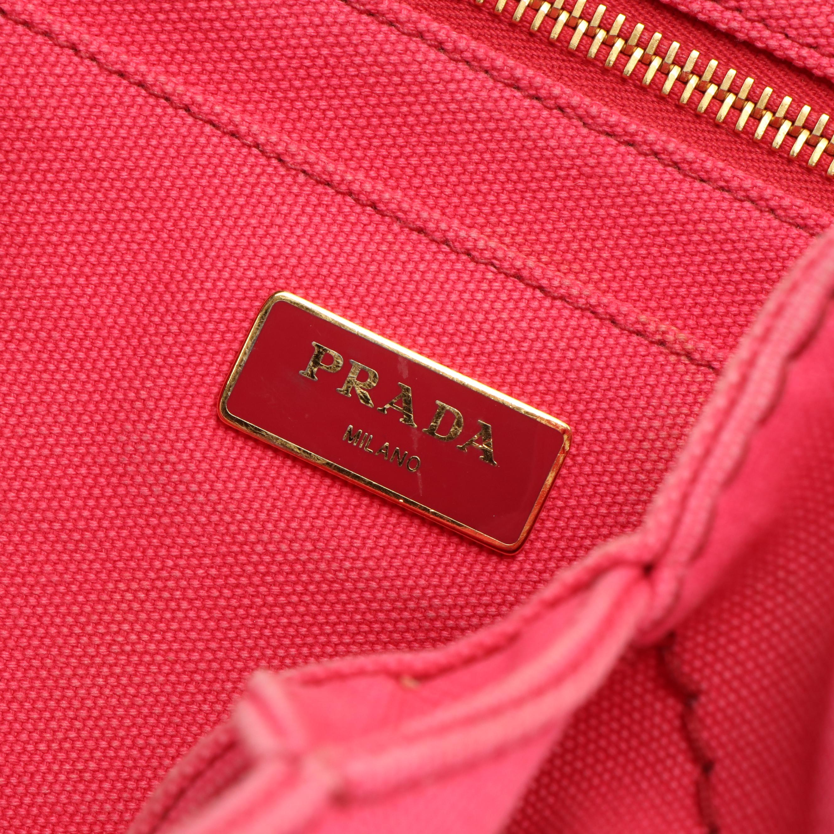Prada Canapa Logo Tote in Pink Canvas