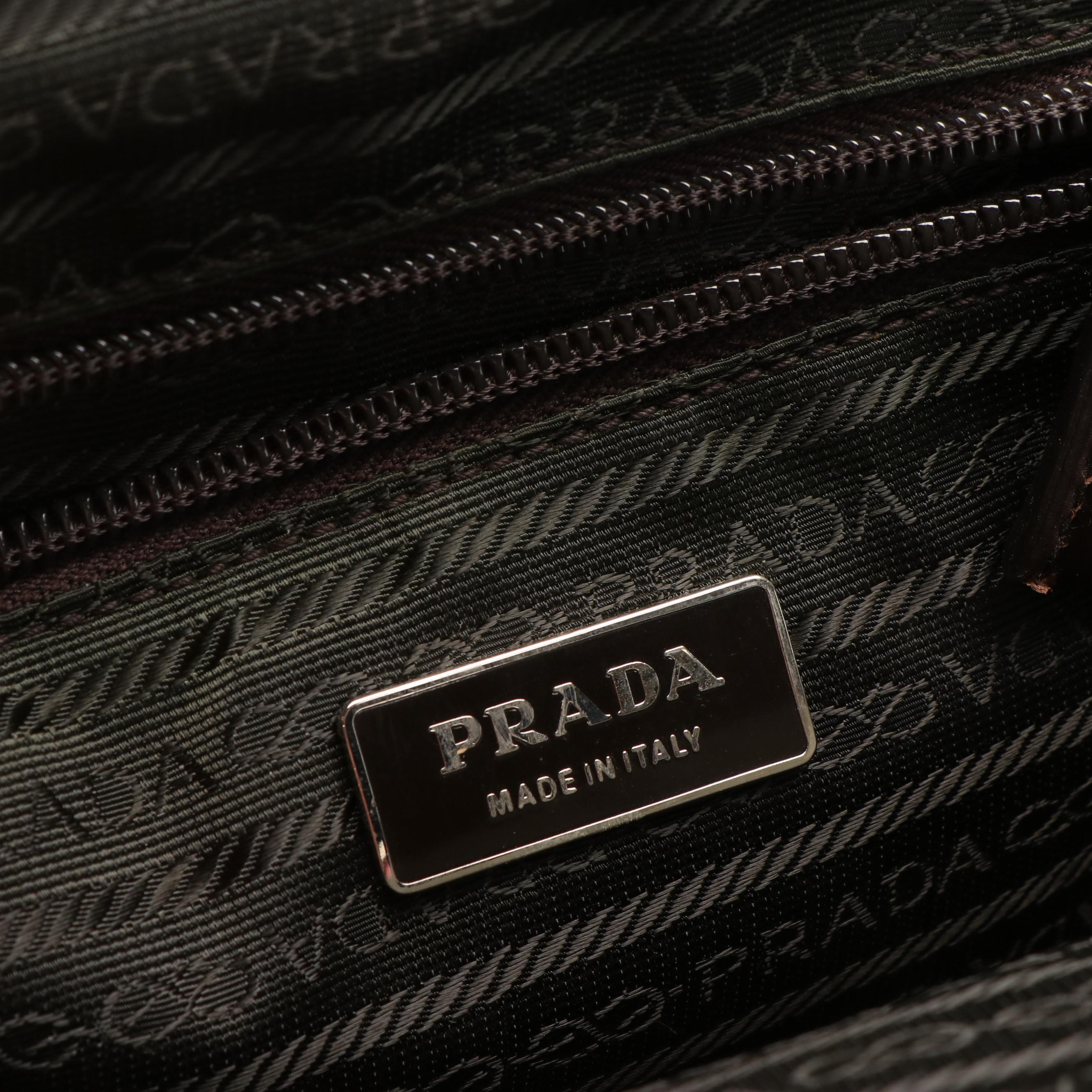 Prada Canapa Cerniera Frame Red and Dark Brown Doctor Bag