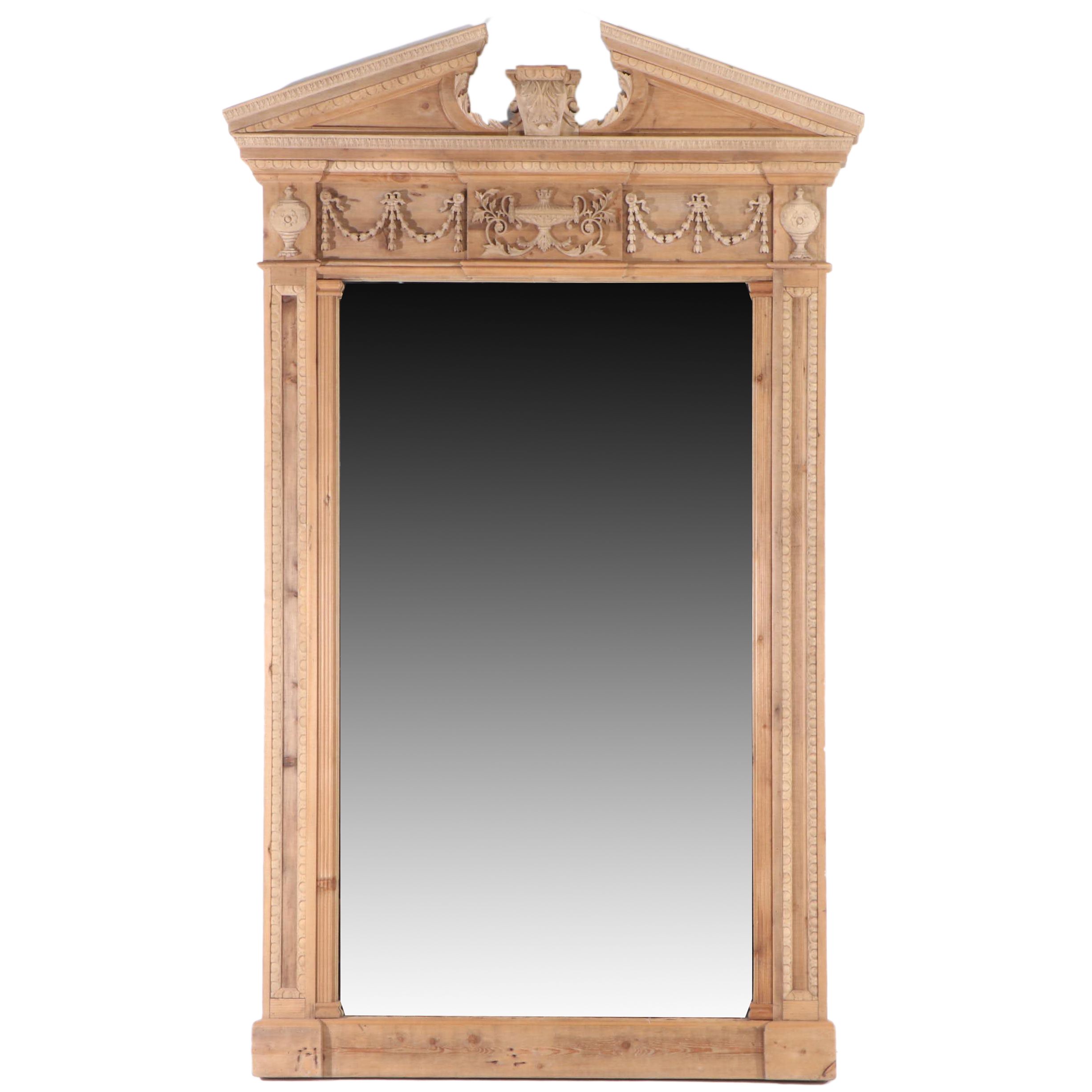 Restoration Hardware Monumental Entablature Pine Floor Standing Mirror