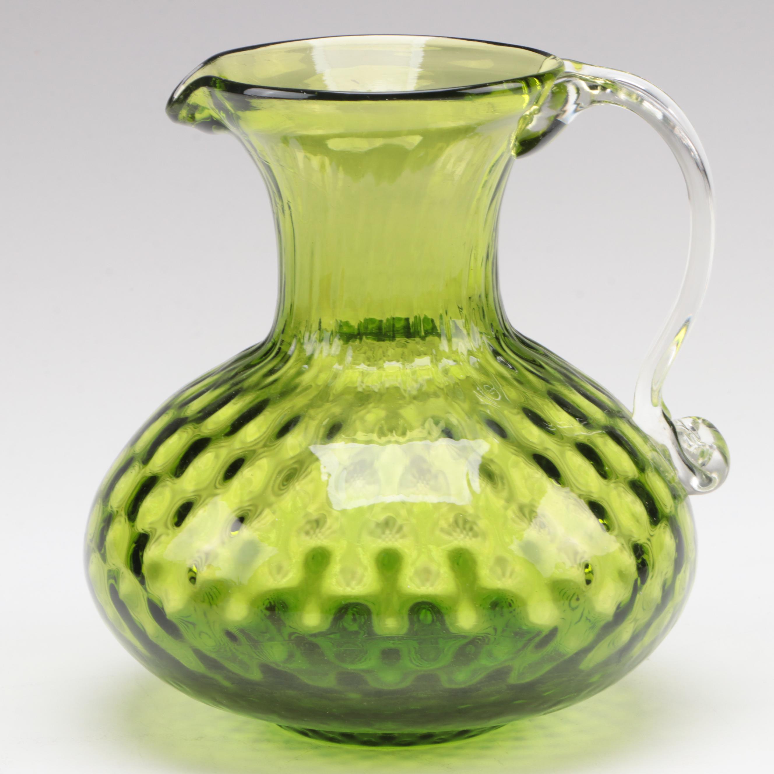 Pilgrim Glass Pitcher with Mold Blown Glass Bottle and Vase