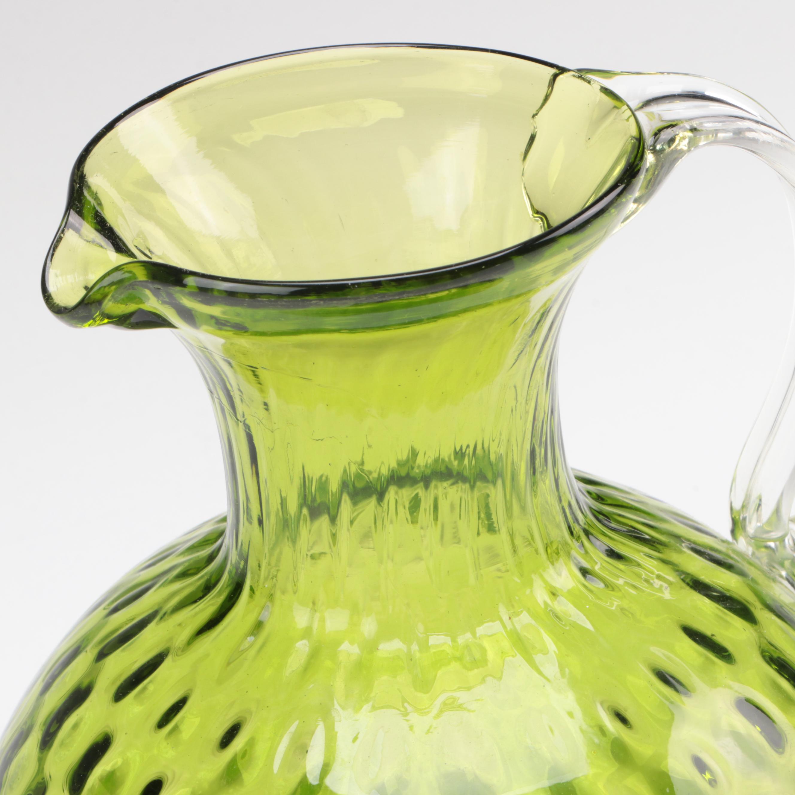 Pilgrim Glass Pitcher with Mold Blown Glass Bottle and Vase