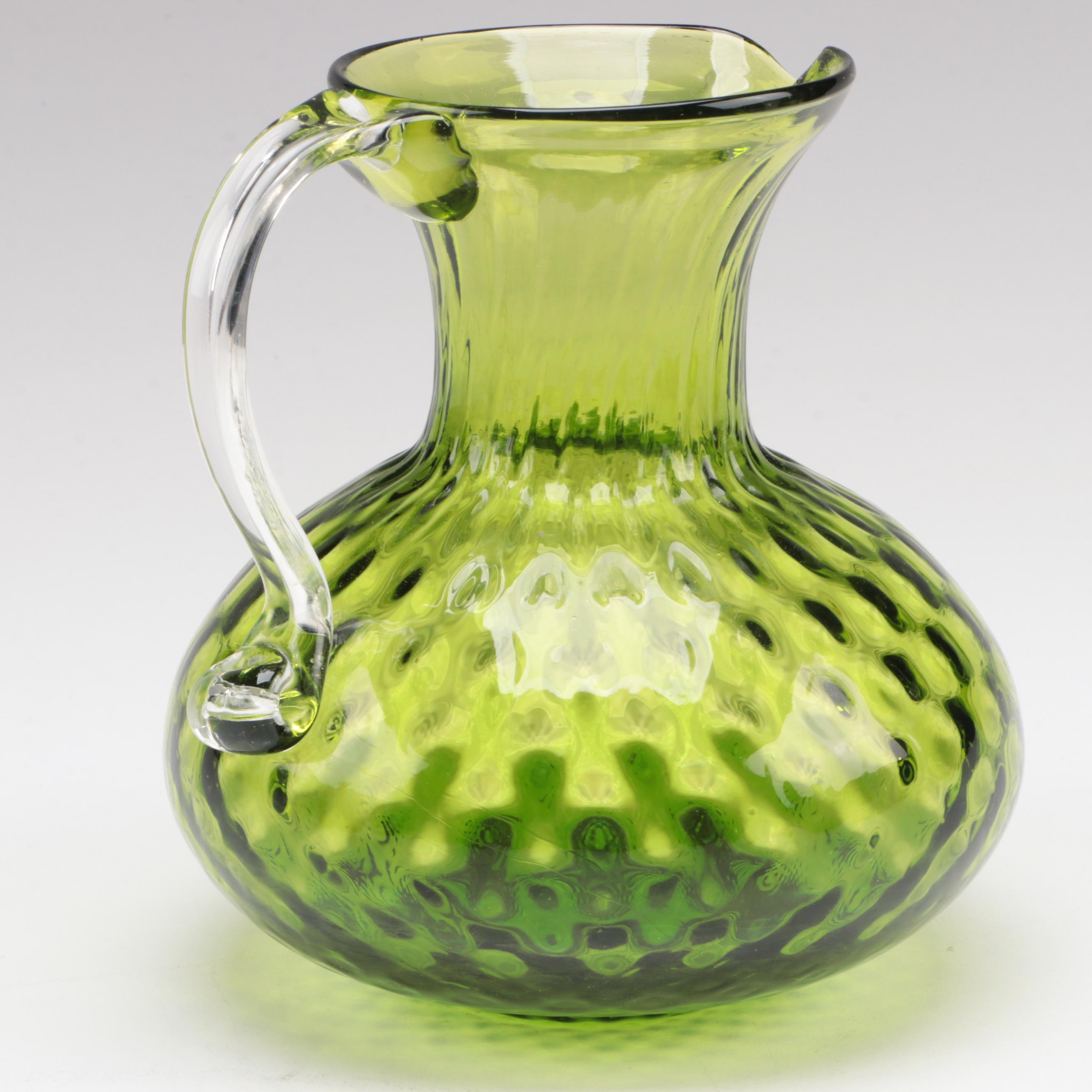 Pilgrim Glass Pitcher with Mold Blown Glass Bottle and Vase