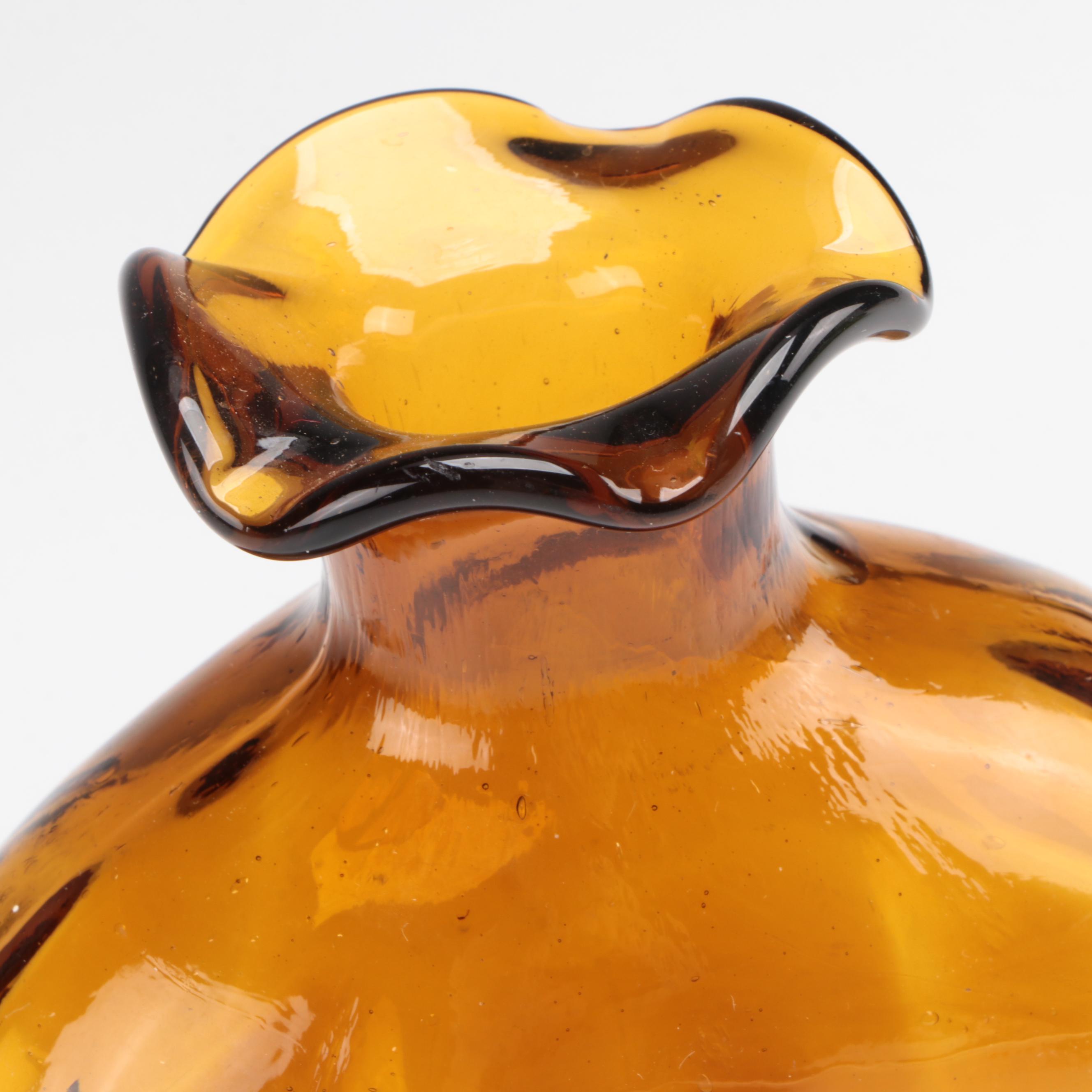 Pilgrim Glass Pitcher with Mold Blown Glass Bottle and Vase