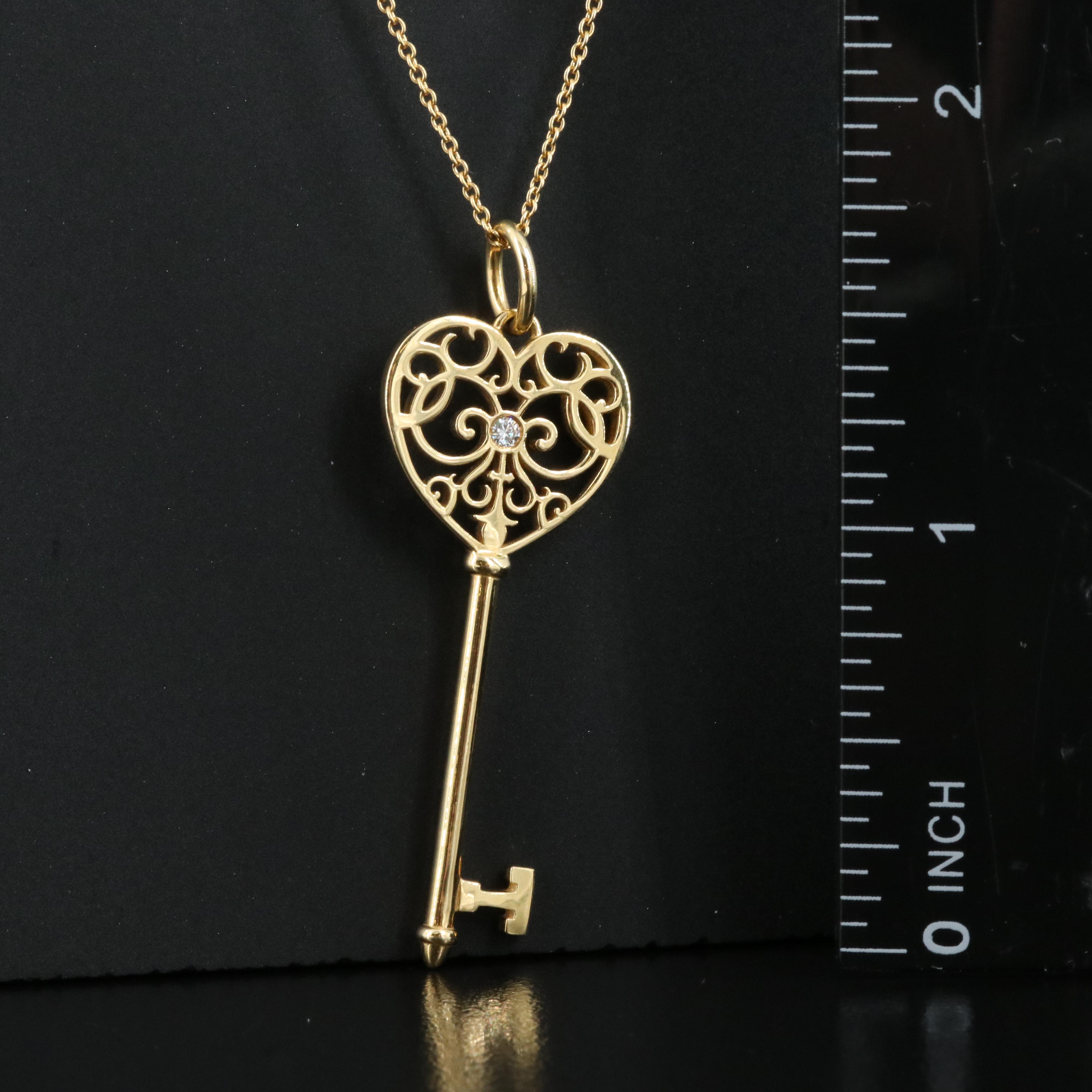 Tiffany & Co. 'Enchant' 18K Heart Key Necklace with a Diamond Accent
